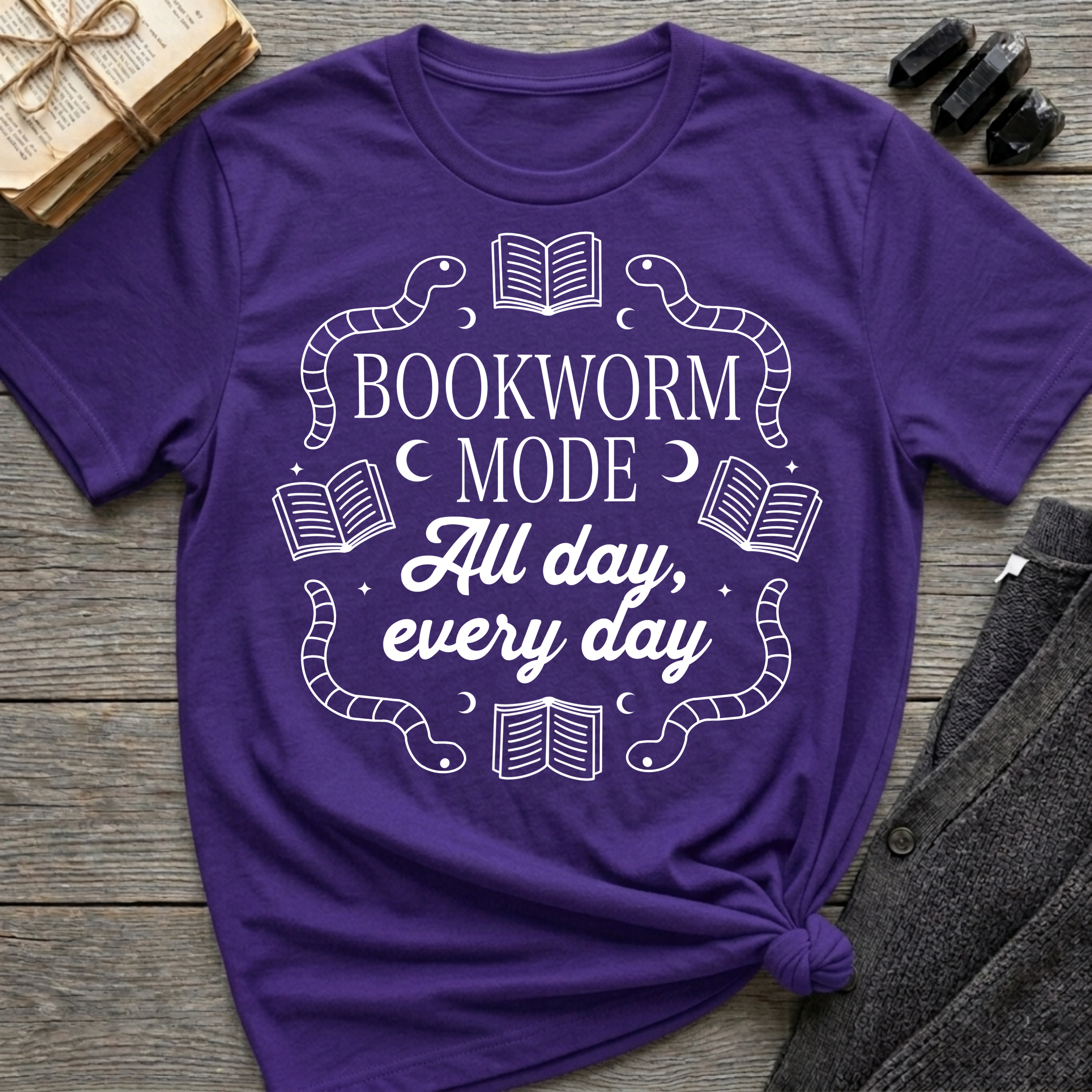 Bookworm Mode - Typography T-Shirt