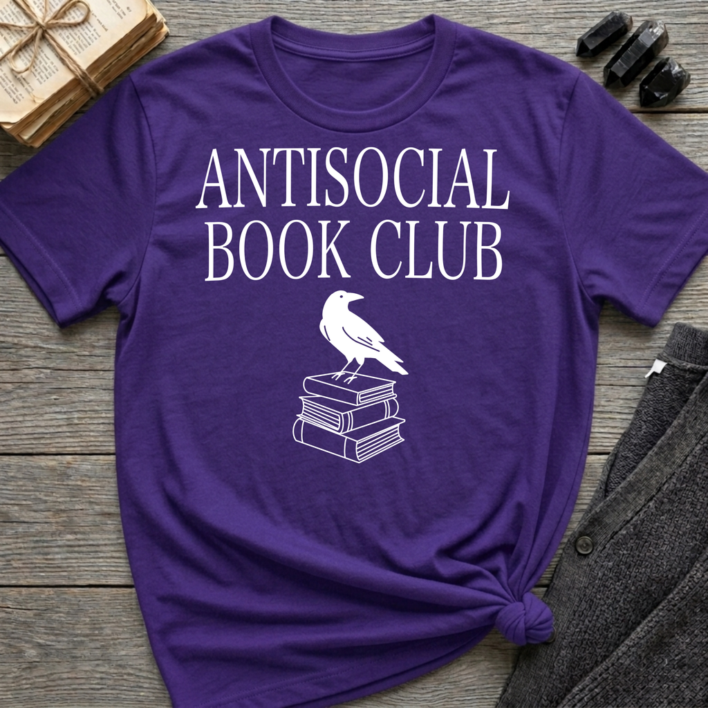 Antisocial book club - Crow on books T-Shirt