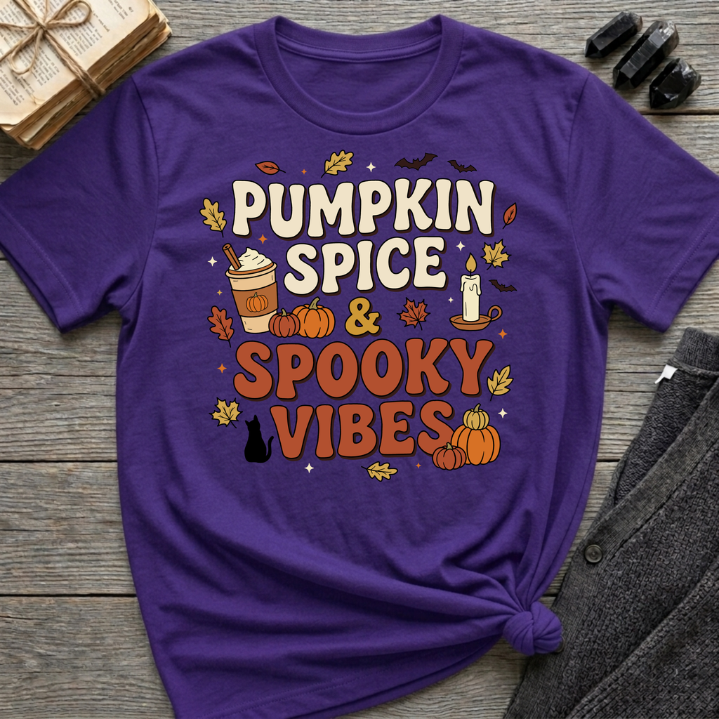 Pumpkin Spice & Spooky Vibes - Graphic T-Shirt