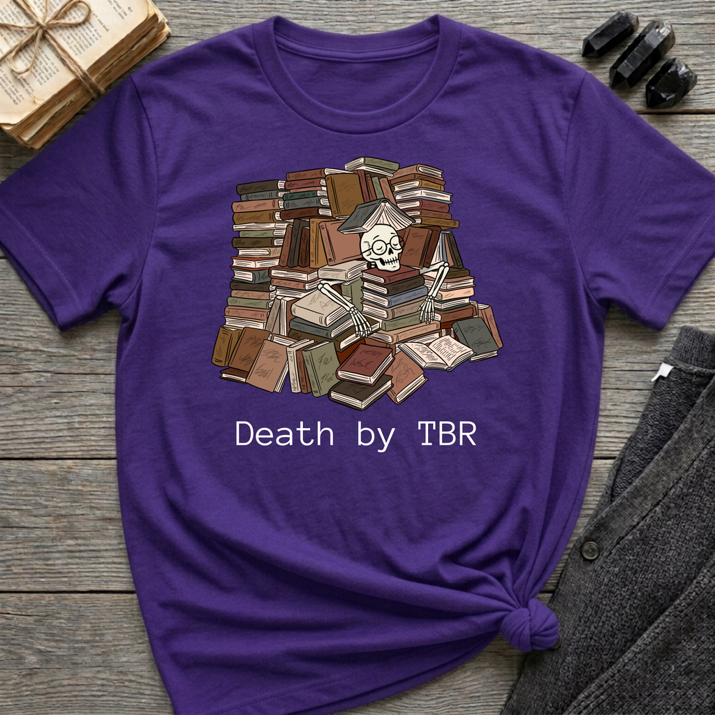 Death by TBR - Book pile Graphic T-Shirt