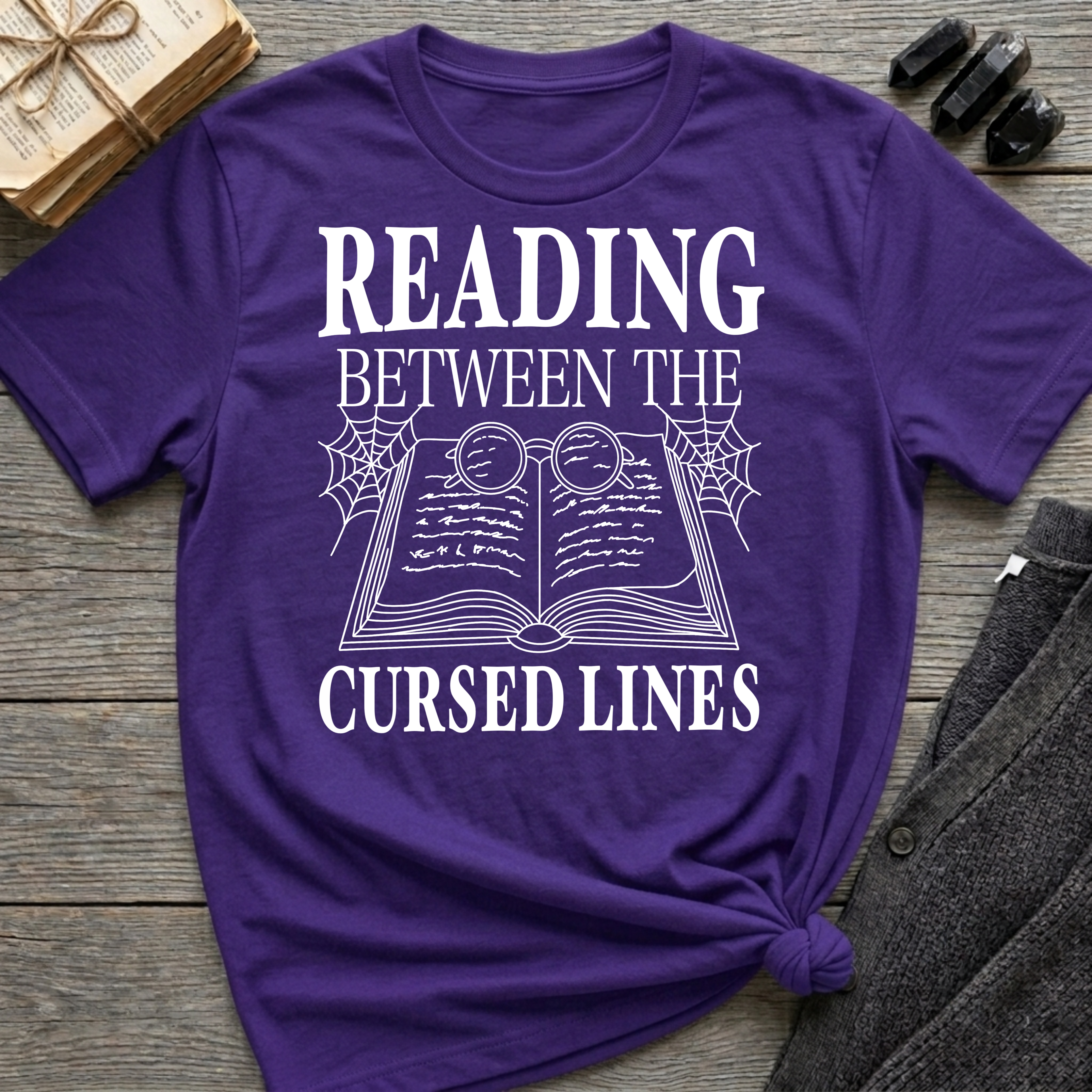 Reading between the cursed lines - Typography T-Shirt