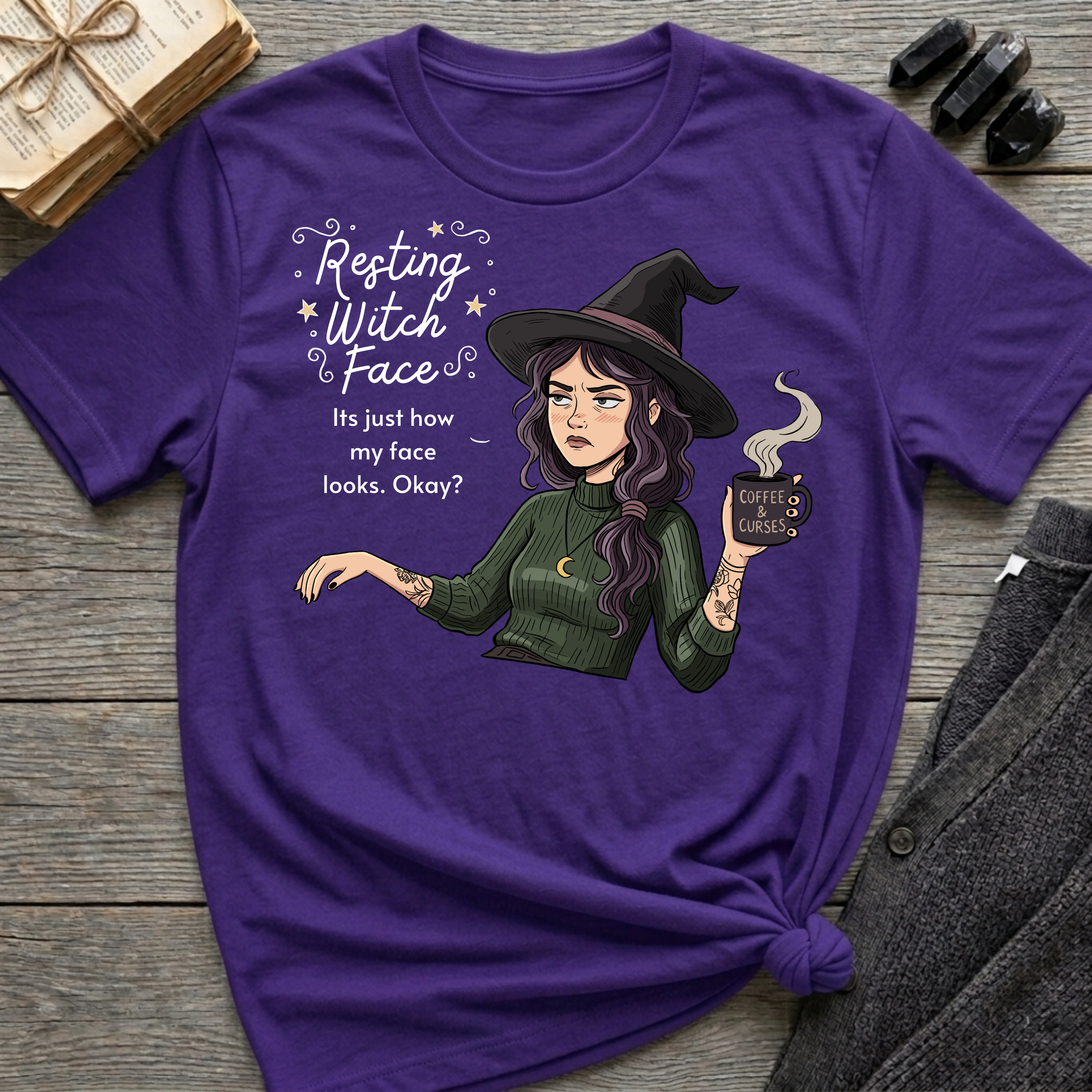 Resting Witch Face - Moody Witch Graphic T-Shirt