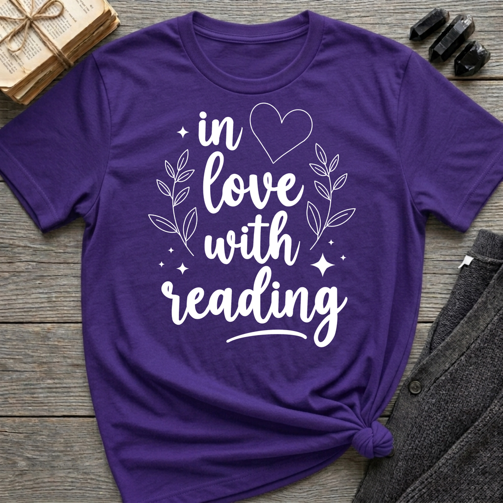 in love with reading - Typography T-Shirt