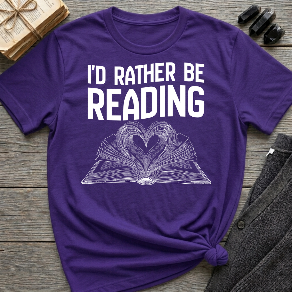 I'd rather be reading - Heart Book T-Shirt