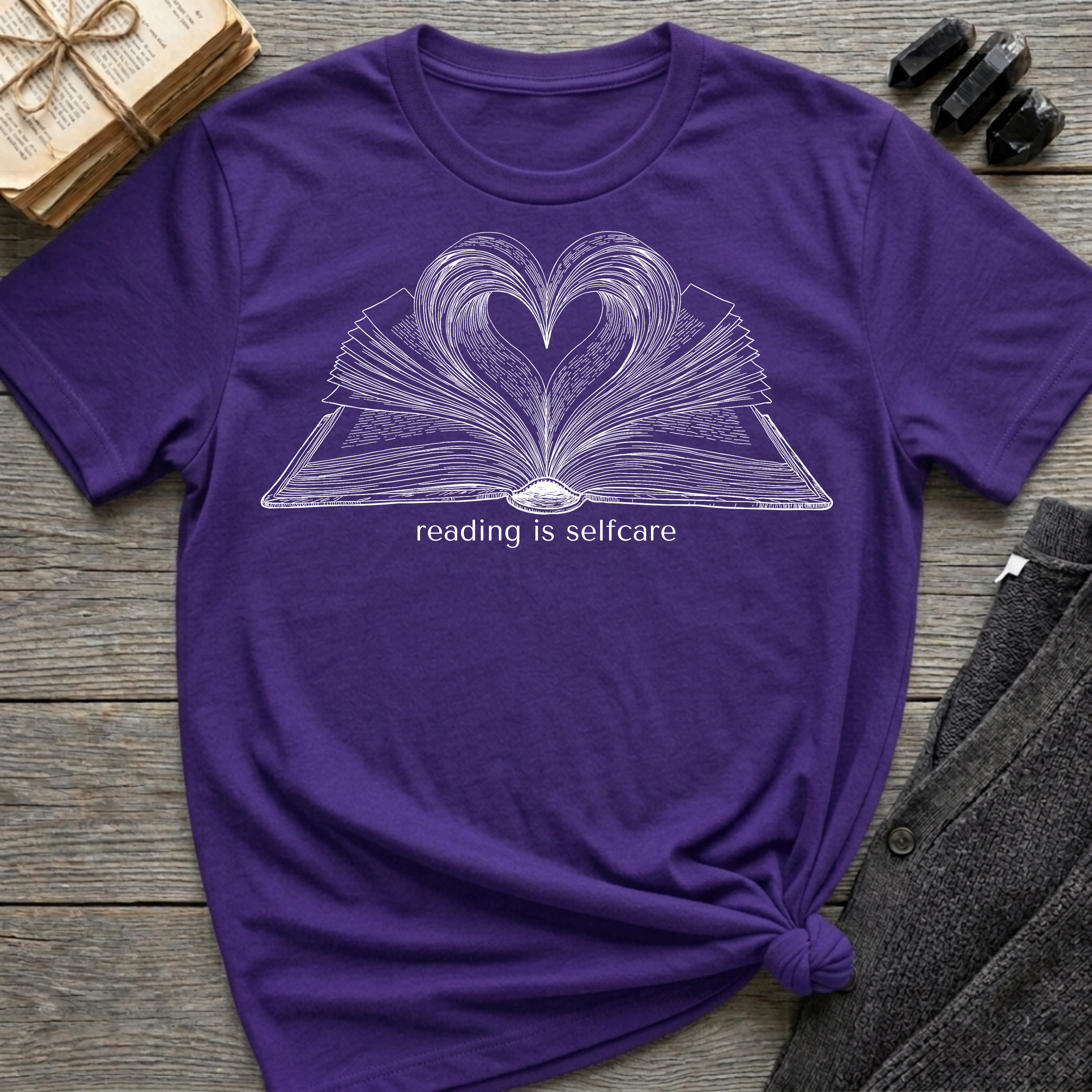 reading is my selfcare - Heart Book T-Shirt