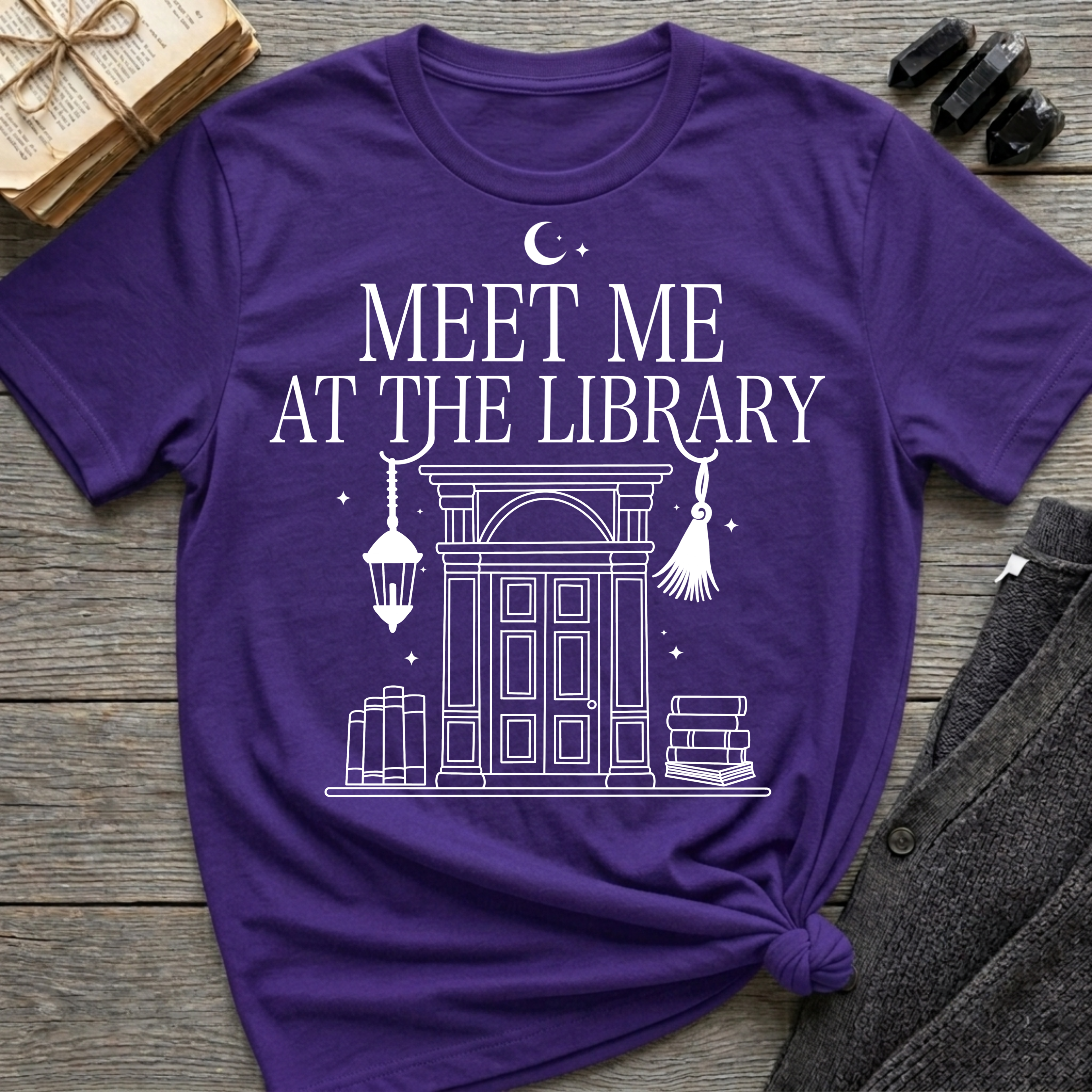 Meet me at the library - Typography T-Shirt
