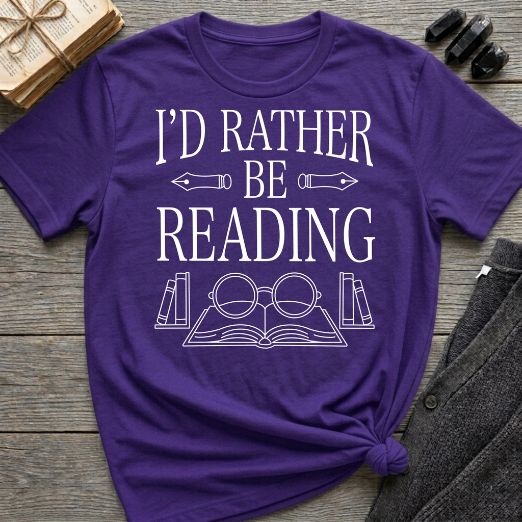 I'd Rather Be Reading - Typography T-Shirt