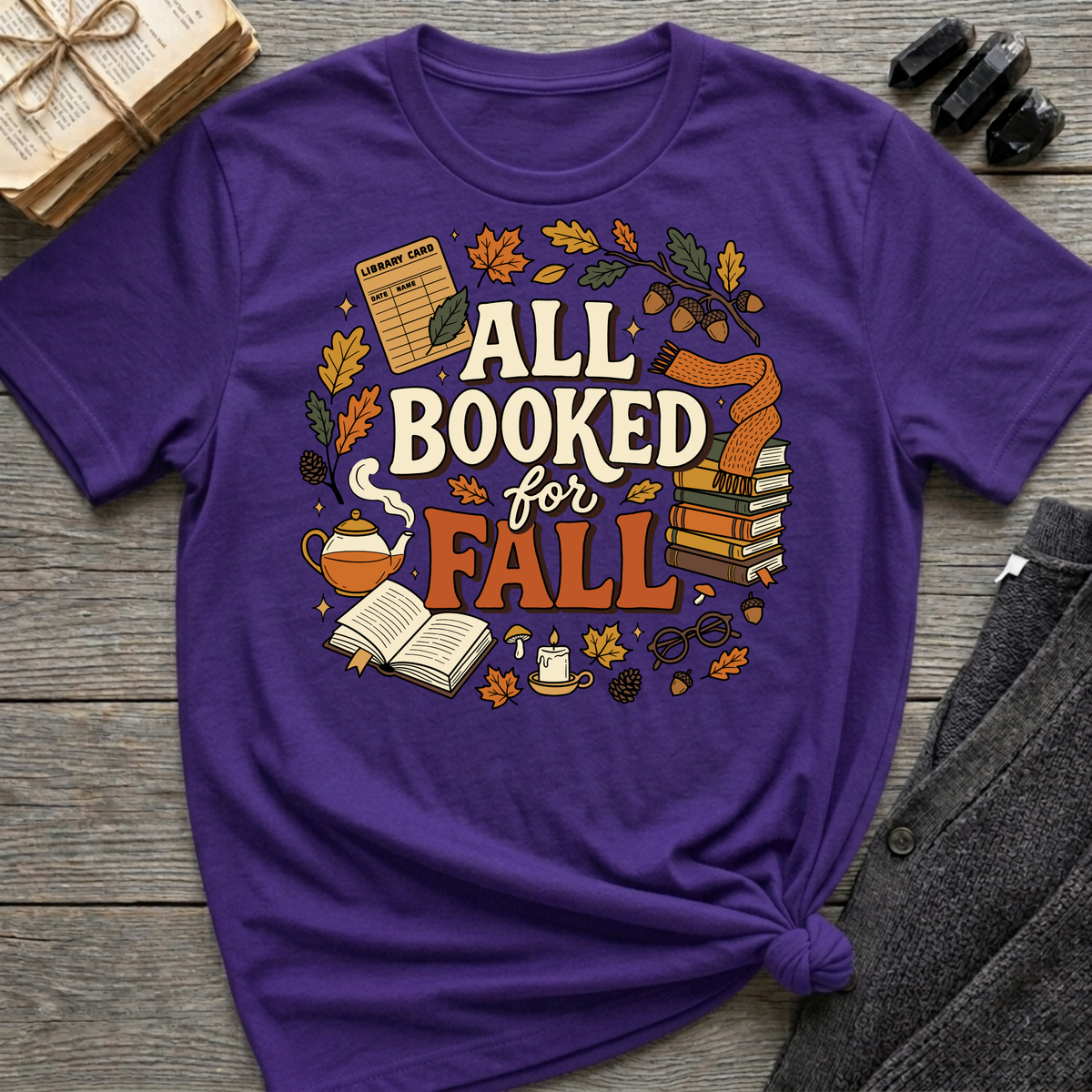 All Booked For Fall - Graphic T-Shirt