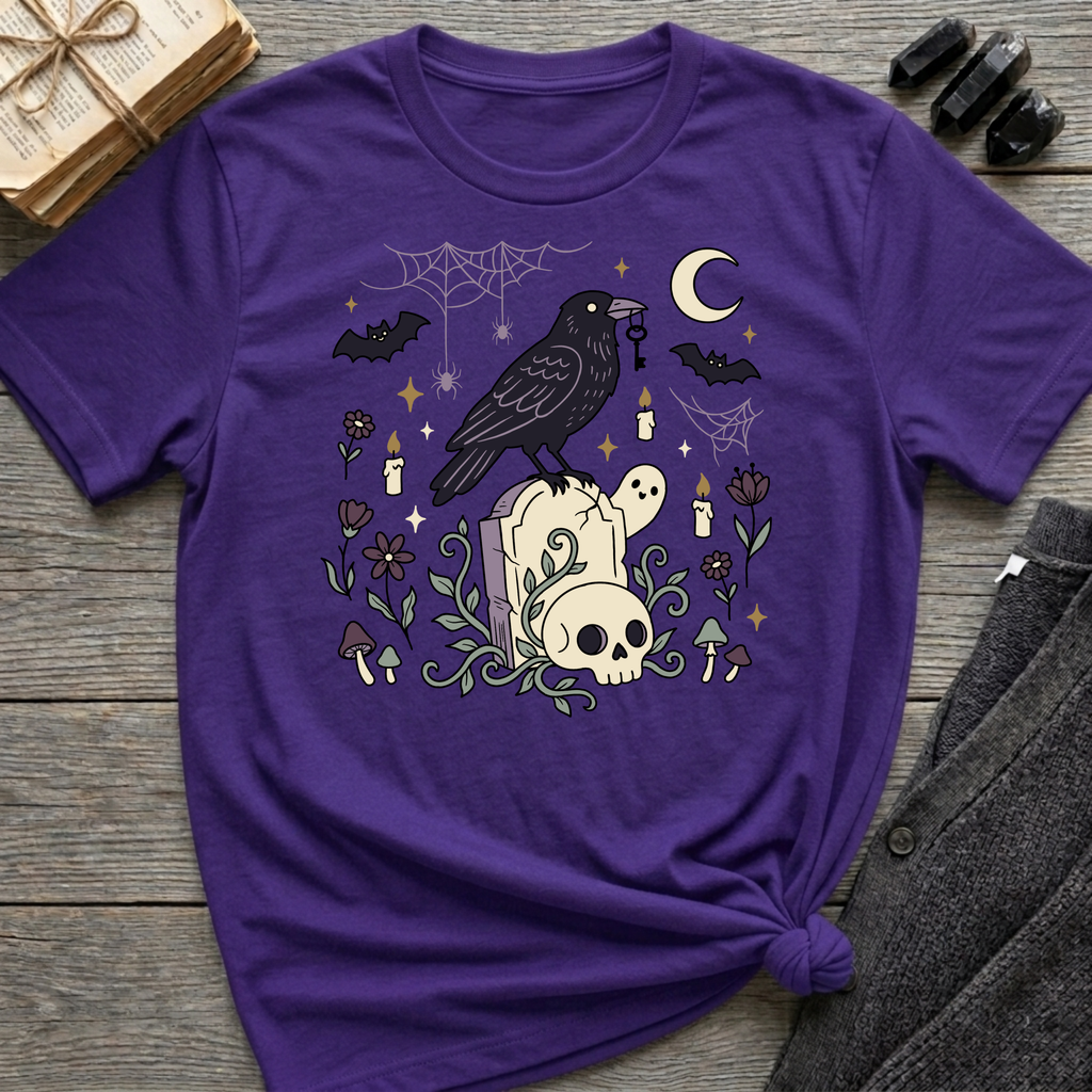 Raven, Skull & Moon - Graphic T-Shirt
