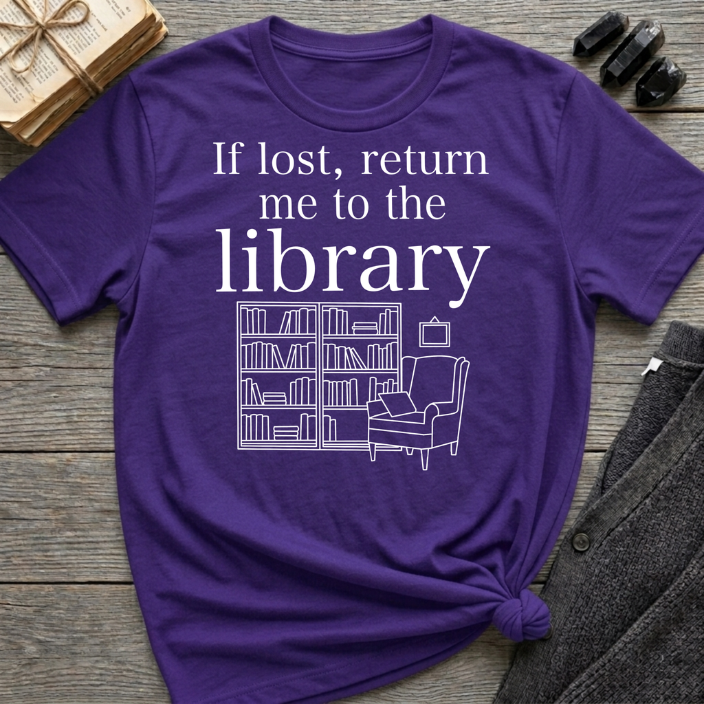 If lost, return me to the library - Typography T-Shirt