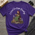 Cursed To Keep Reading - Reading Witch Sitting on a Pile of Books Graphic T-Shirt