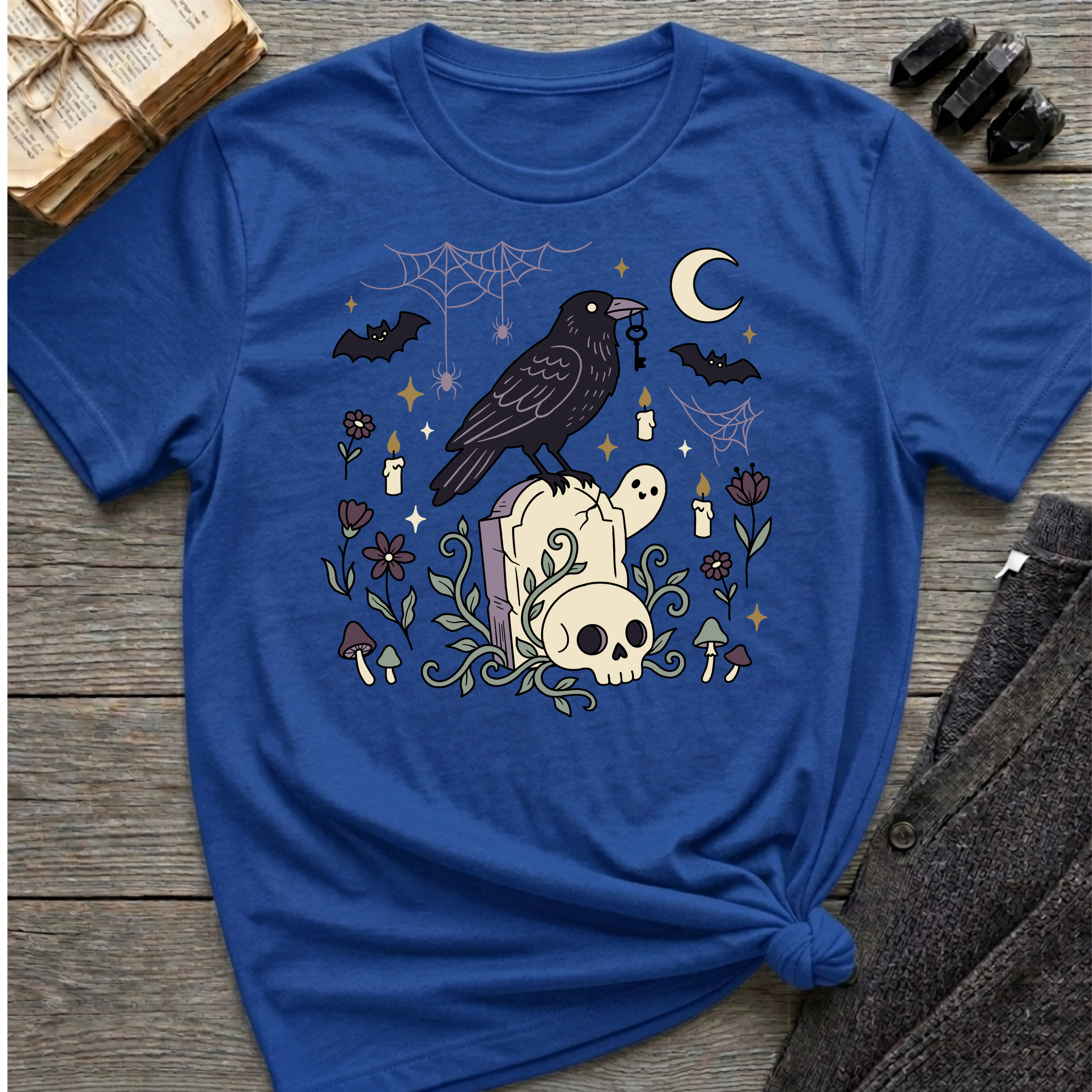 Raven, Skull & Moon - Graphic T-Shirt