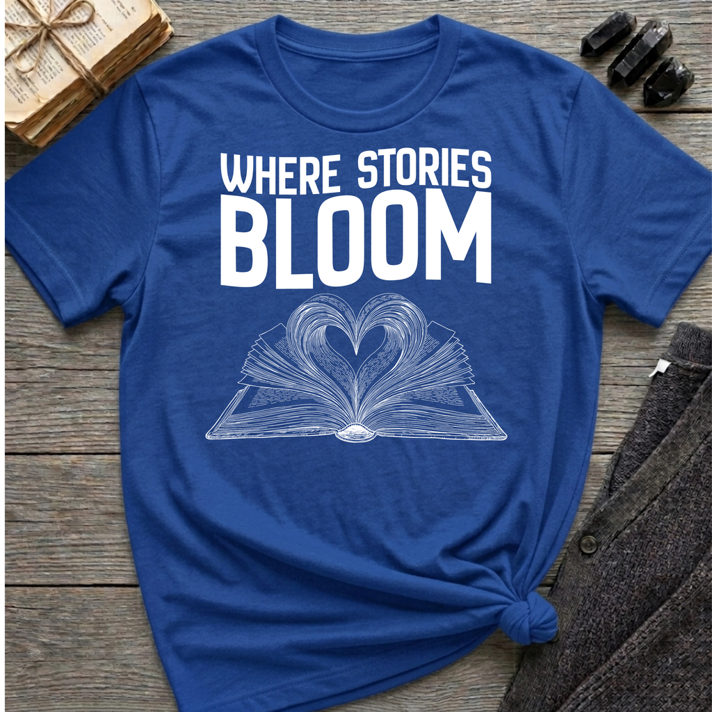 Where stories bloom - Heart Book T-Shirt