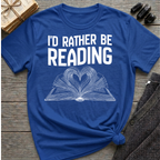 I'd rather be reading - Heart Book T-Shirt