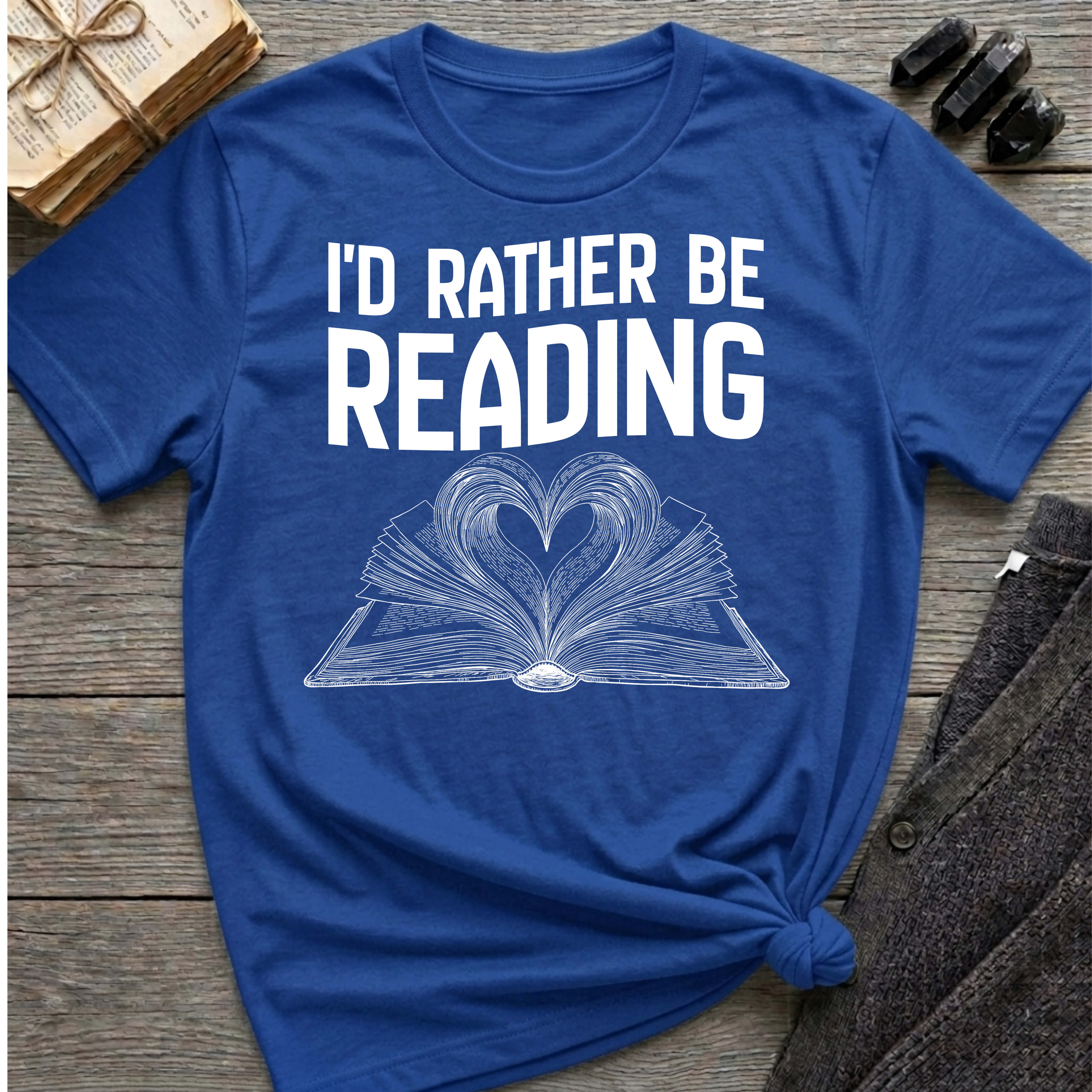 I'd rather be reading - Heart Book T-Shirt