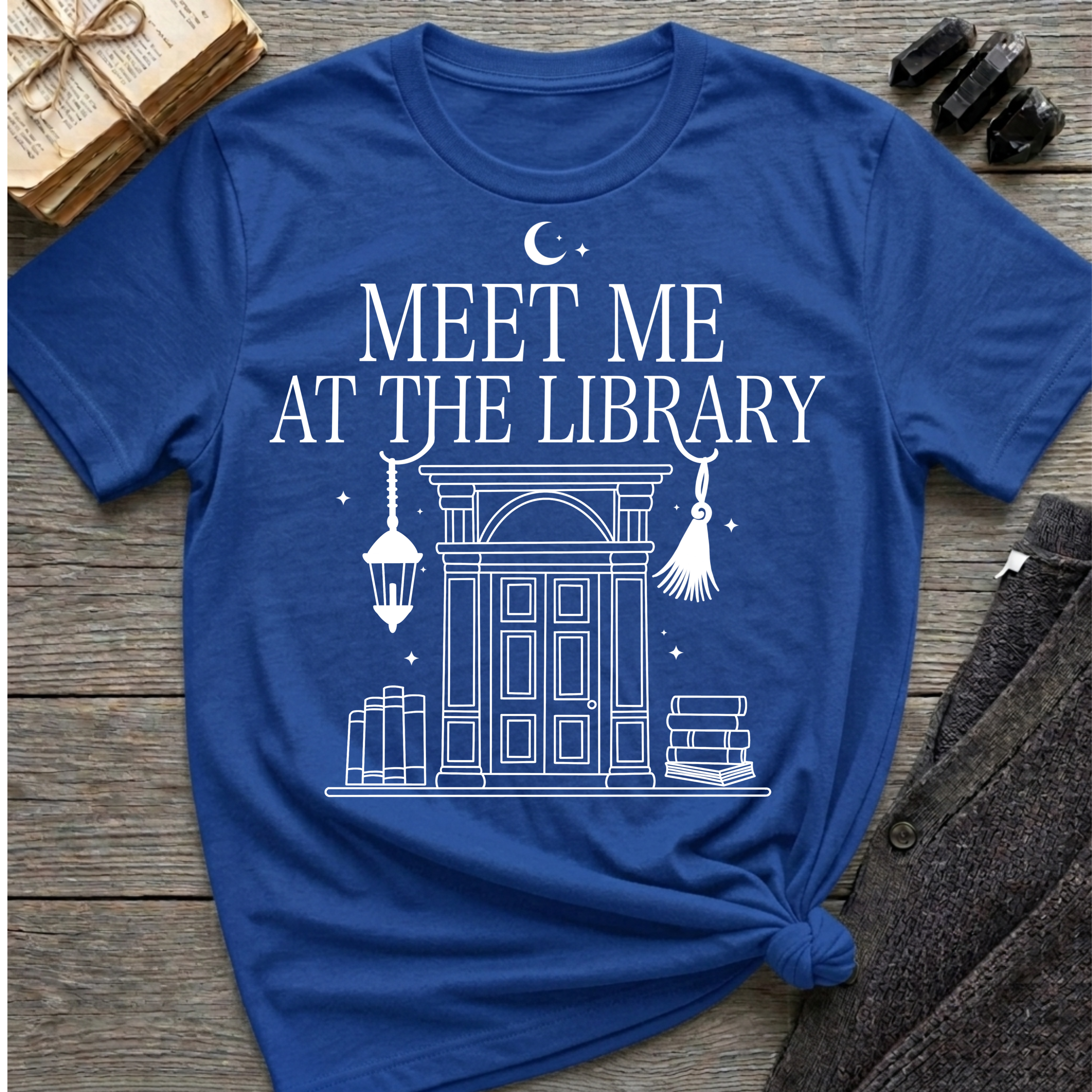 Meet me at the library - Typography T-Shirt
