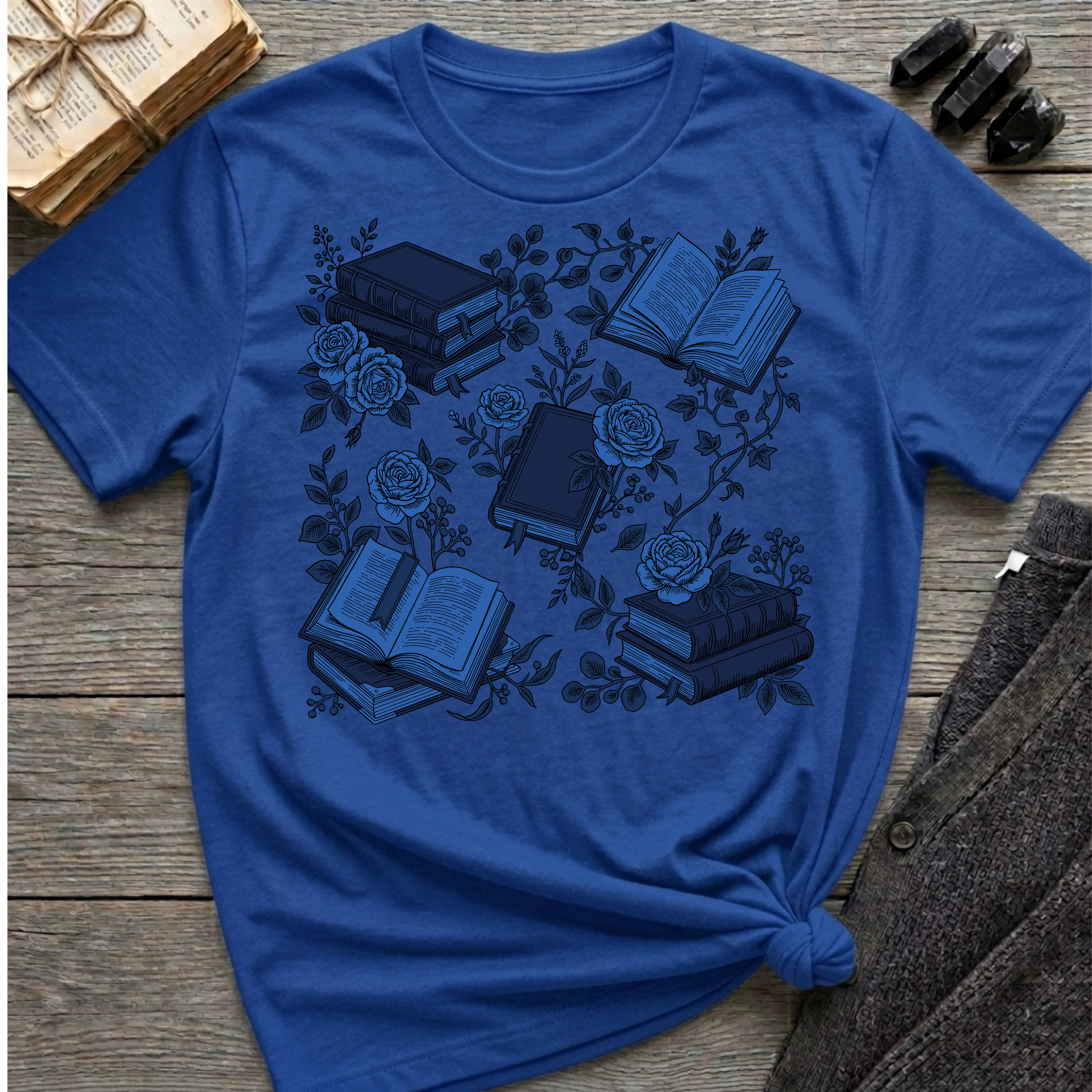 Books & Flowers Graphic T-Shirt