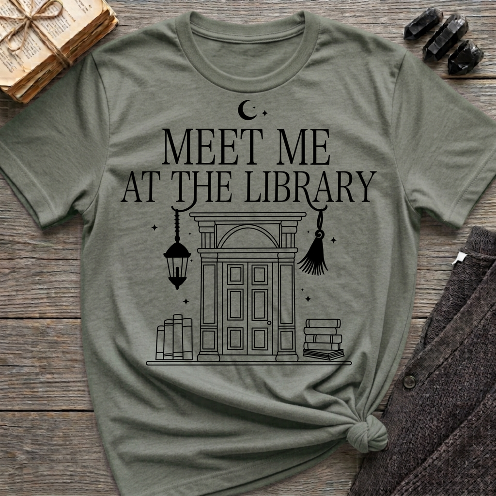 Meet me at the library - Typography T-Shirt