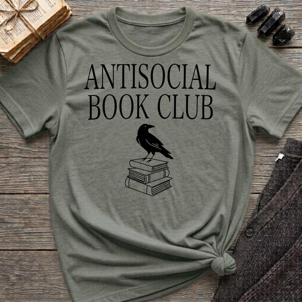Antisocial book club - Crow on books T-Shirt