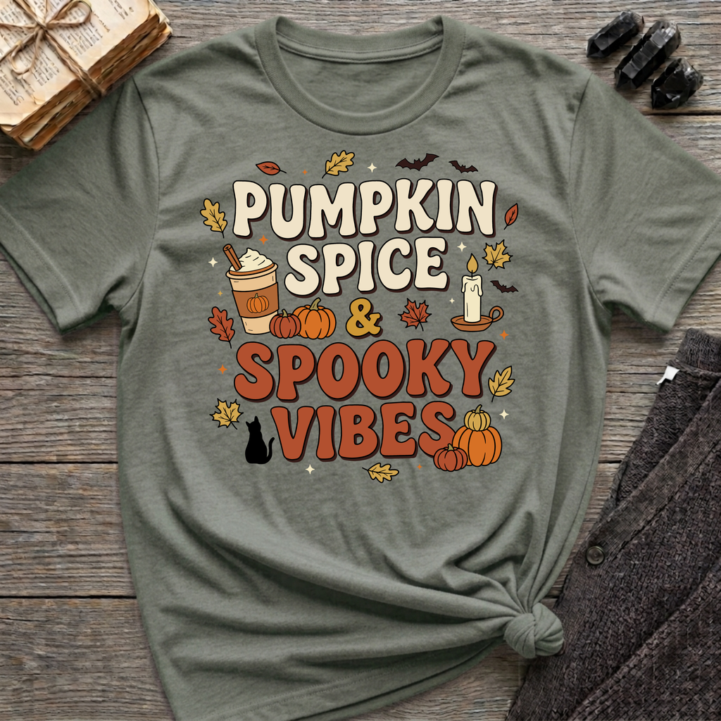 Pumpkin Spice & Spooky Vibes - Graphic T-Shirt