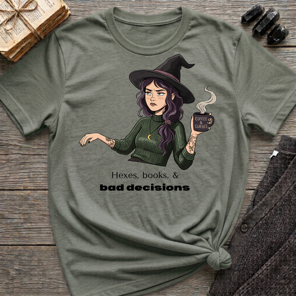 Hexes, books, & bad decisions - Moody Witch Graphic T-Shirt