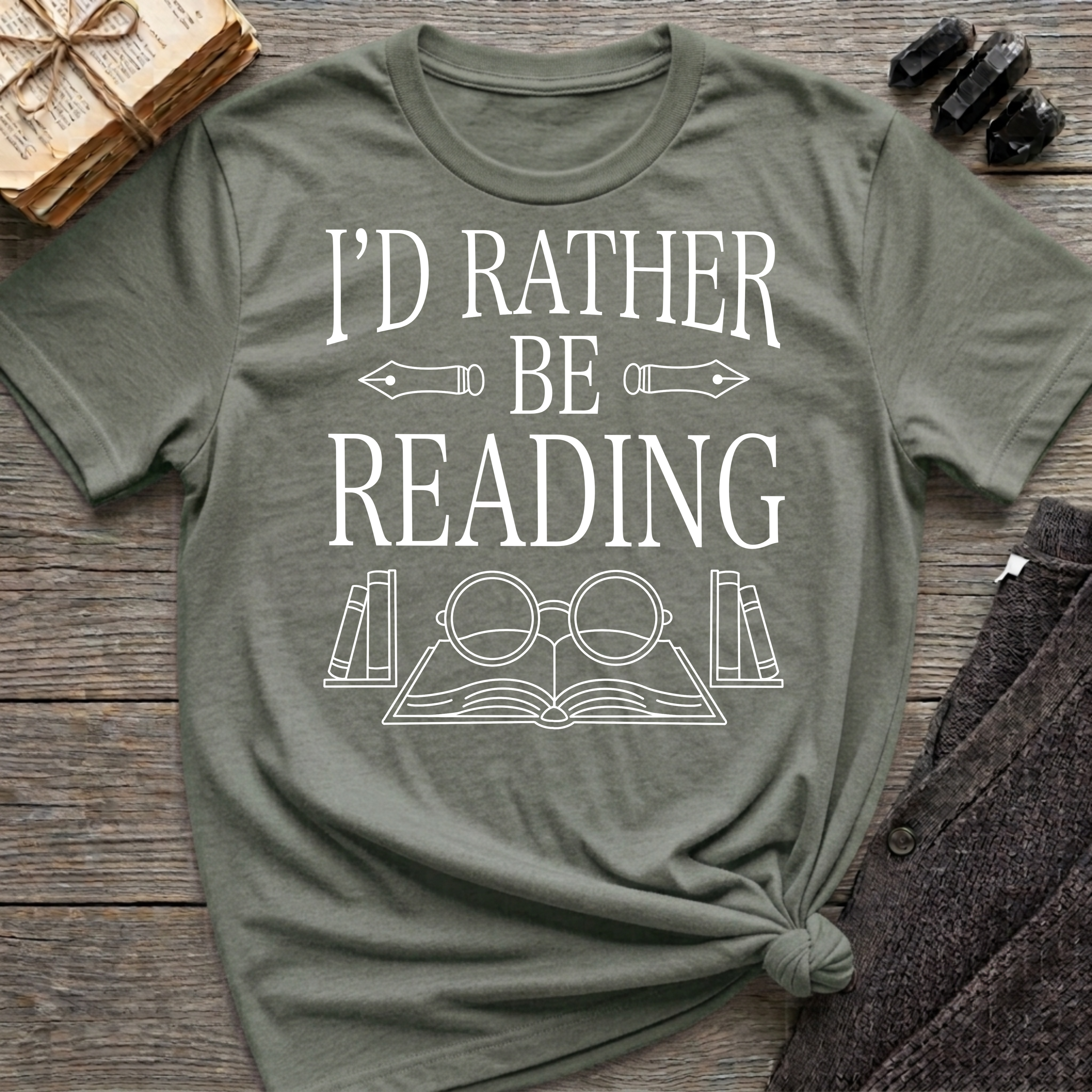 I'd Rather Be Reading - Typography T-Shirt