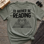 I'd rather be reading - Heart Book T-Shirt