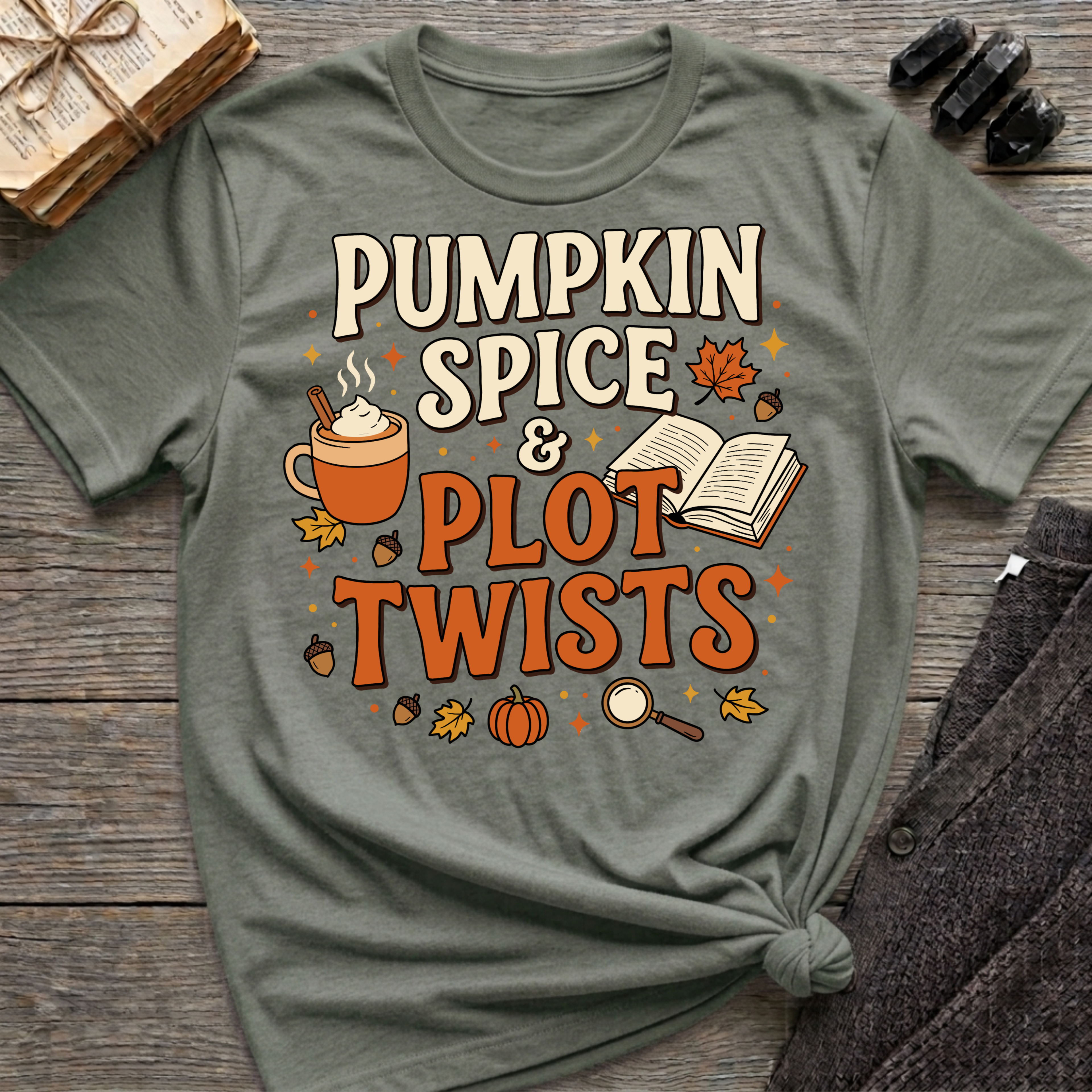 Pumpkin Spice & Plot Twists - Graphic T-Shirt