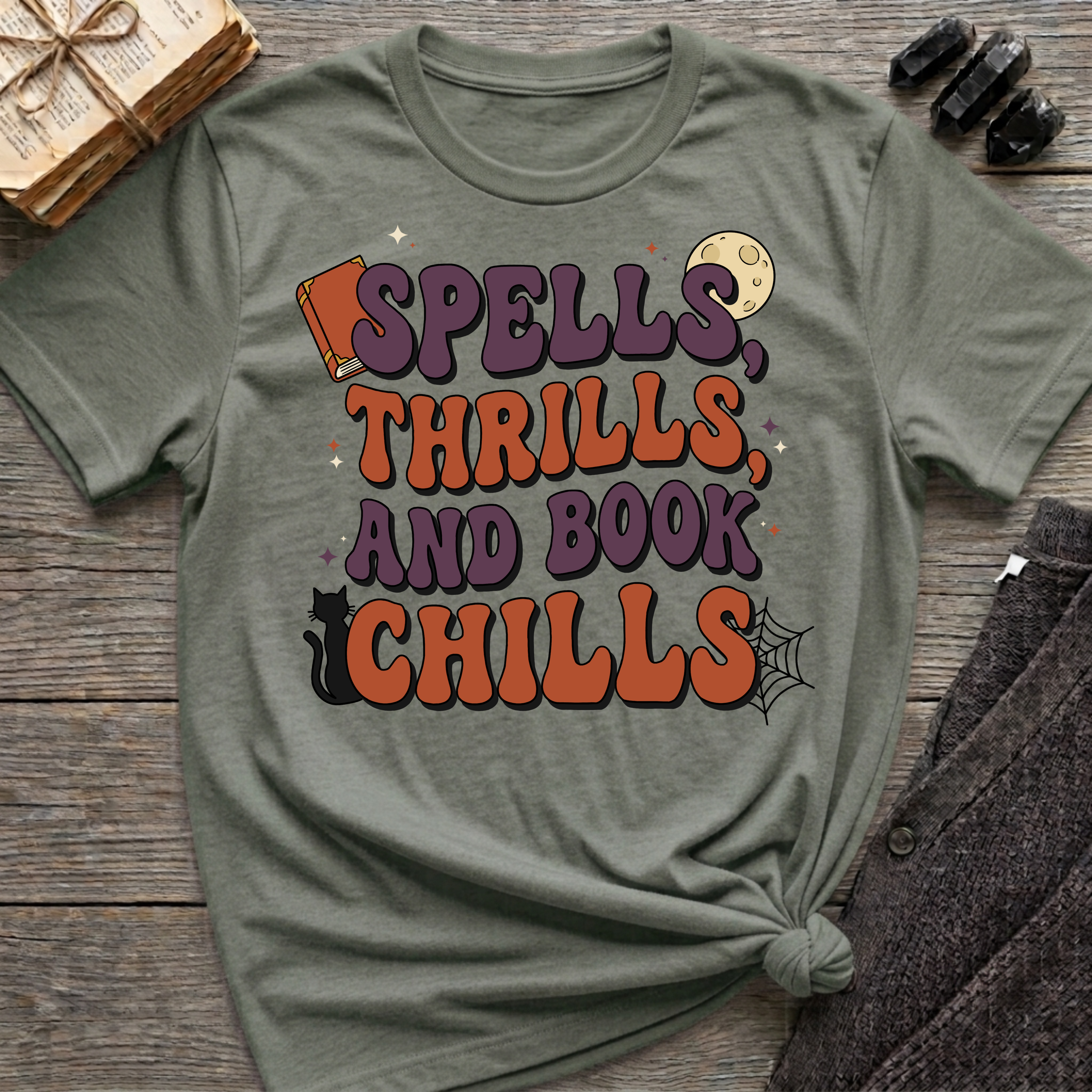 Spells, Thrills, And Book Chills - Graphic T-Shirt