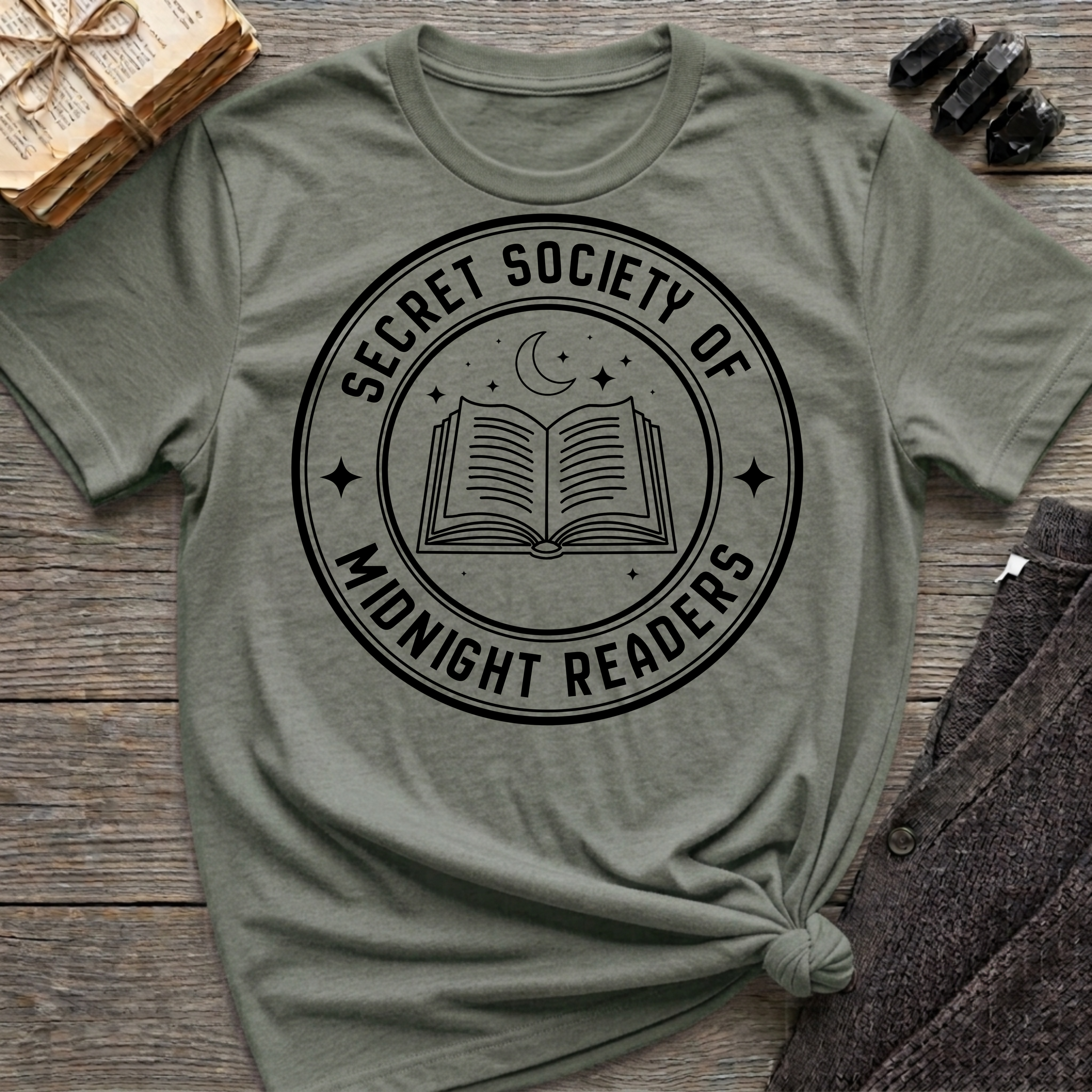 Secret society of midnight readers - Typography T-Shirt