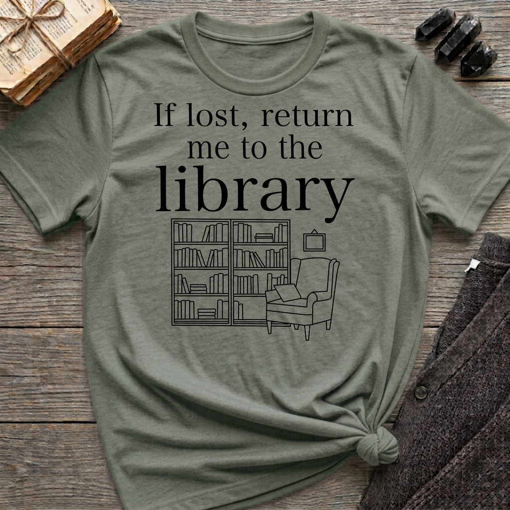 If lost, return me to the library - Typography T-Shirt