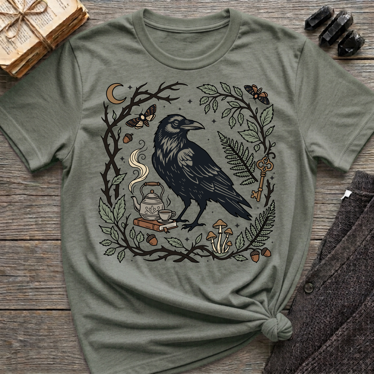 Raven, Tea & Nature - Graphic T-Shirt