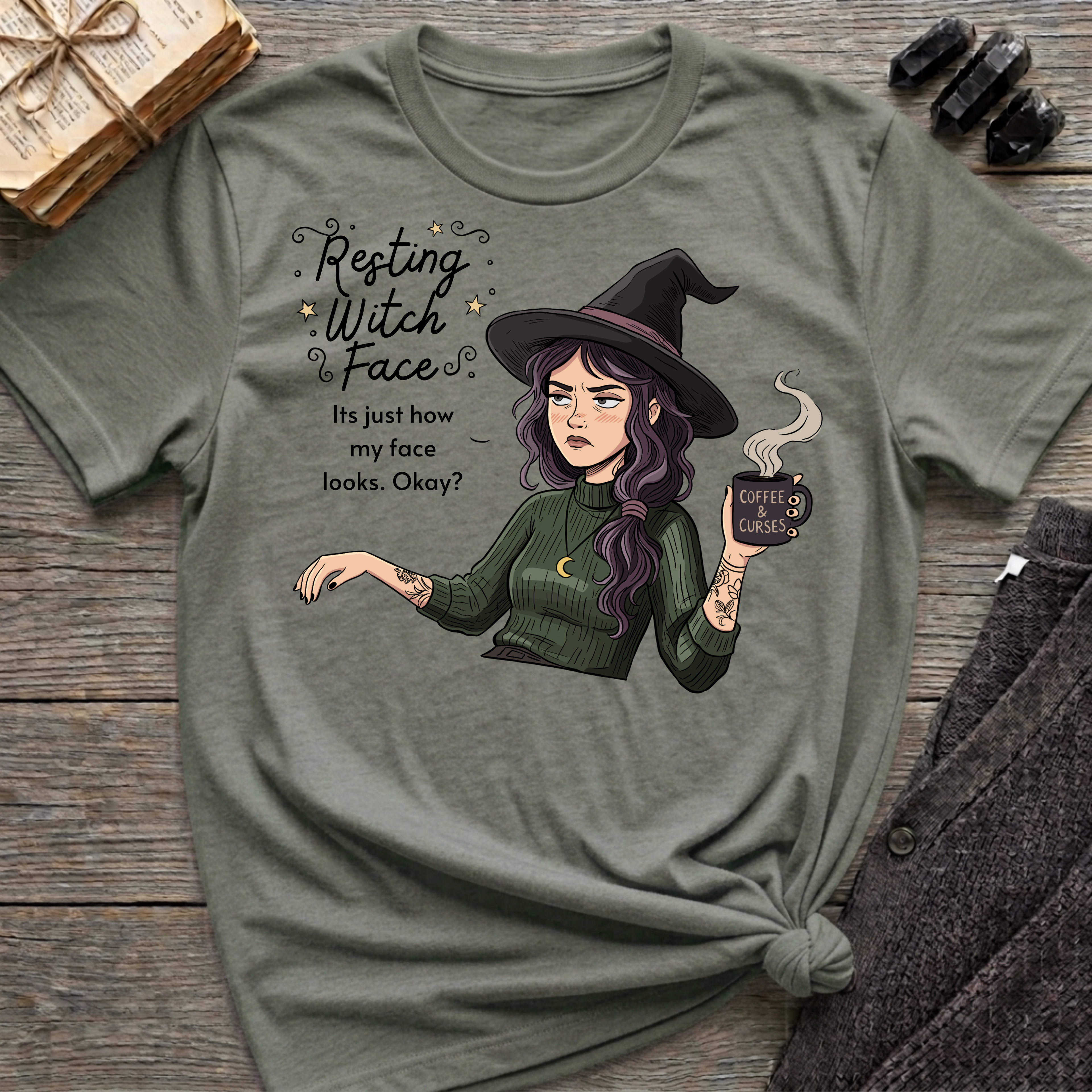 Resting Witch Face - Moody Witch Graphic T-Shirt