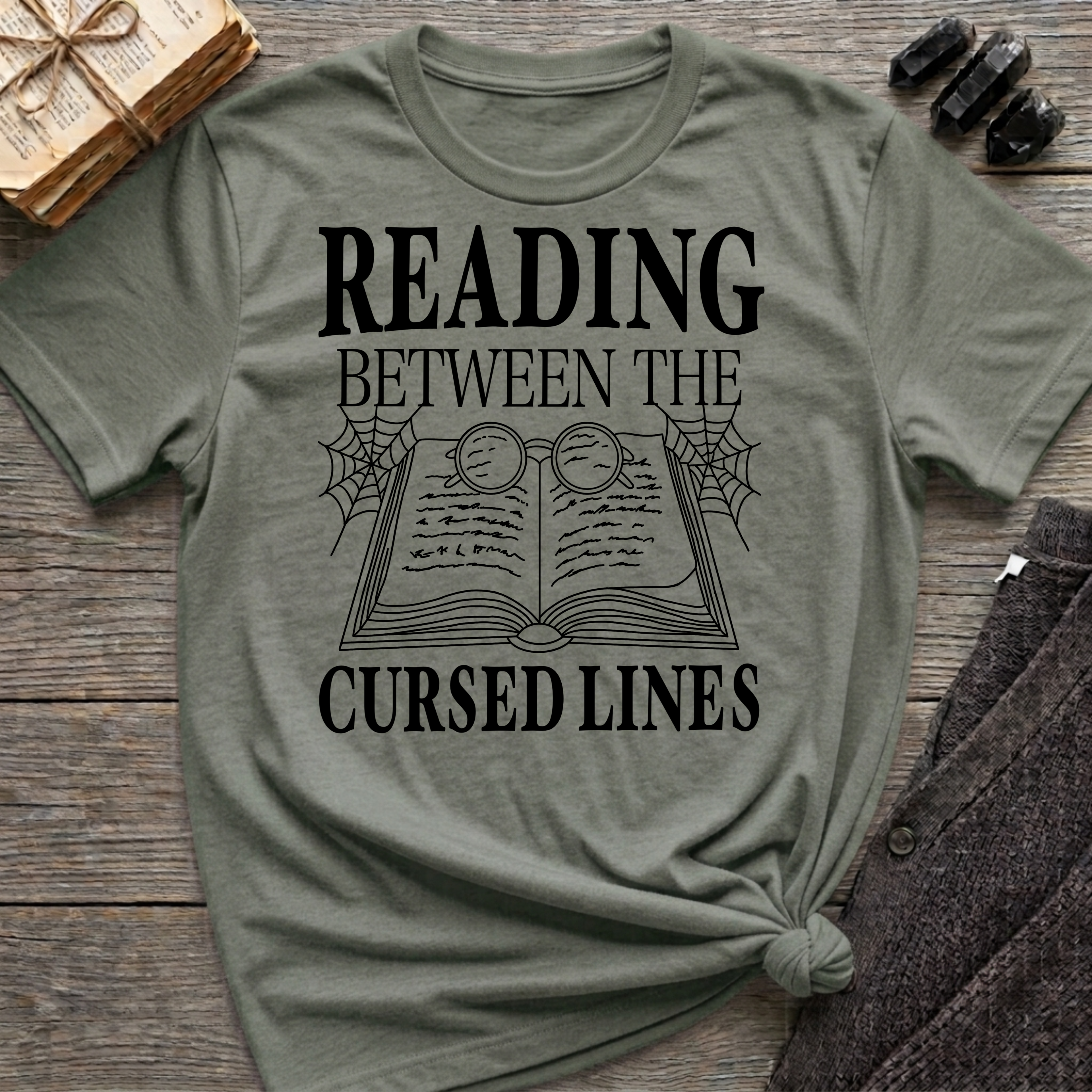 Reading between the cursed lines - Typography T-Shirt