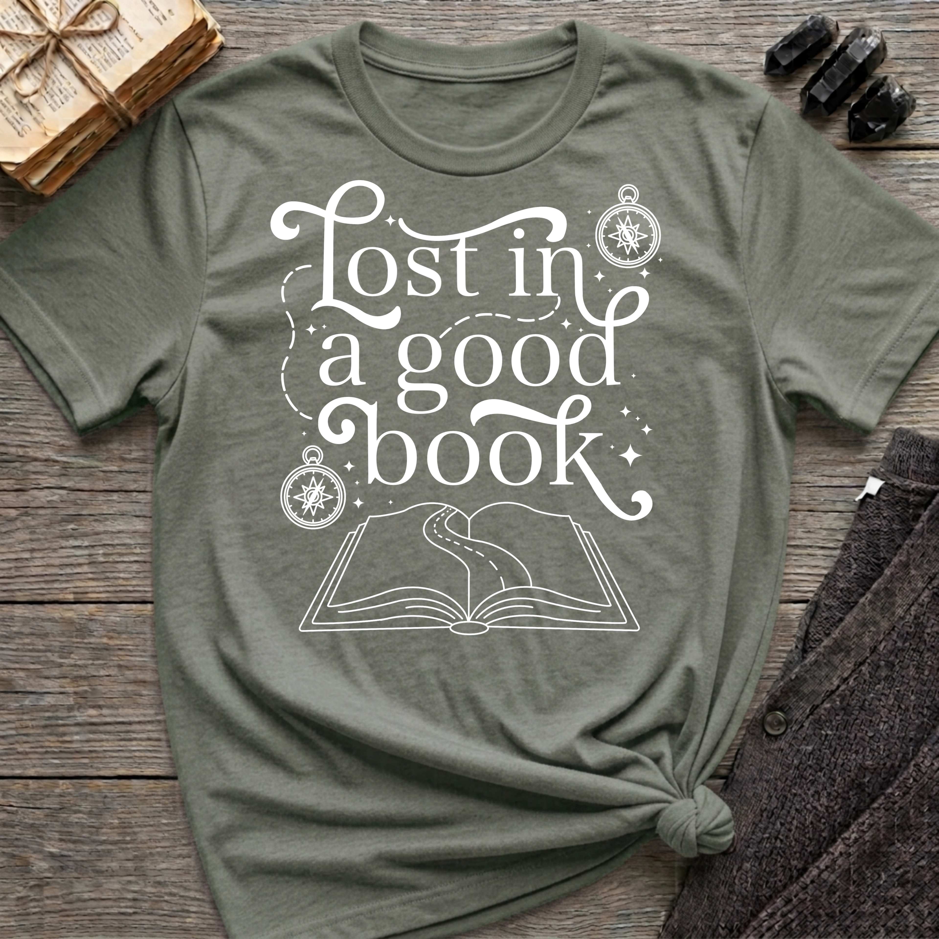 Lost in a good book - Typography T-Shirt