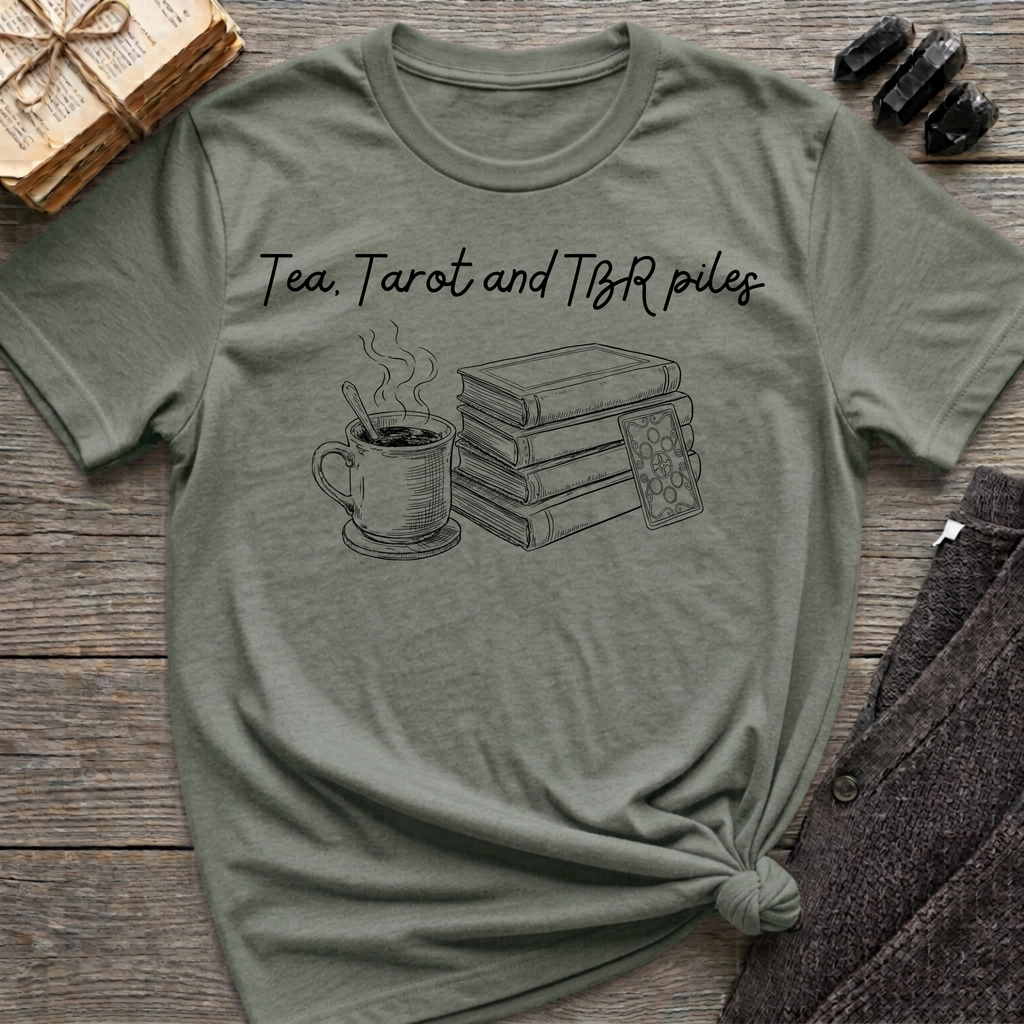 Tea, Tarot and TBR piles - T-Shirt