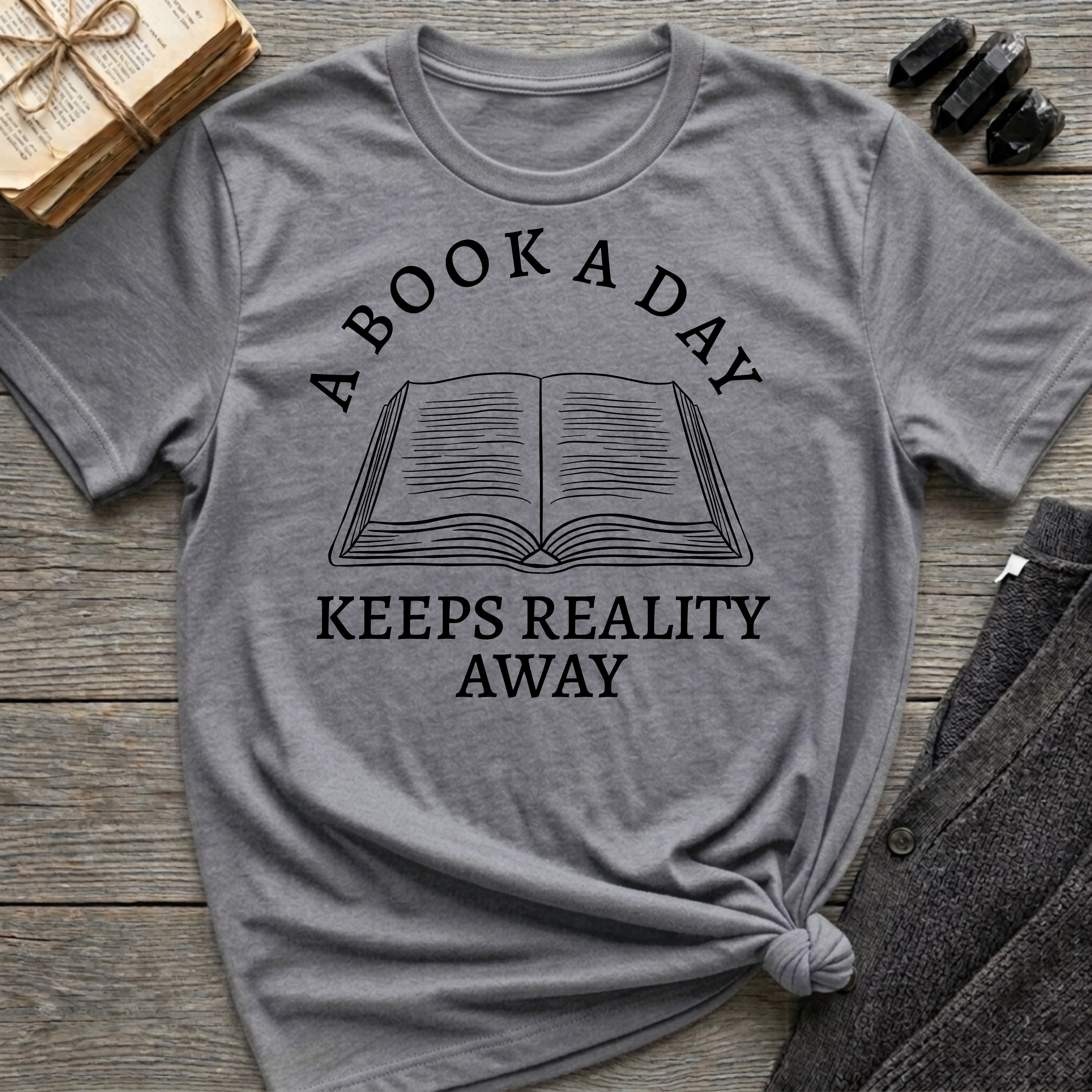 A book a day keeps reality away - Open book T-Shirt