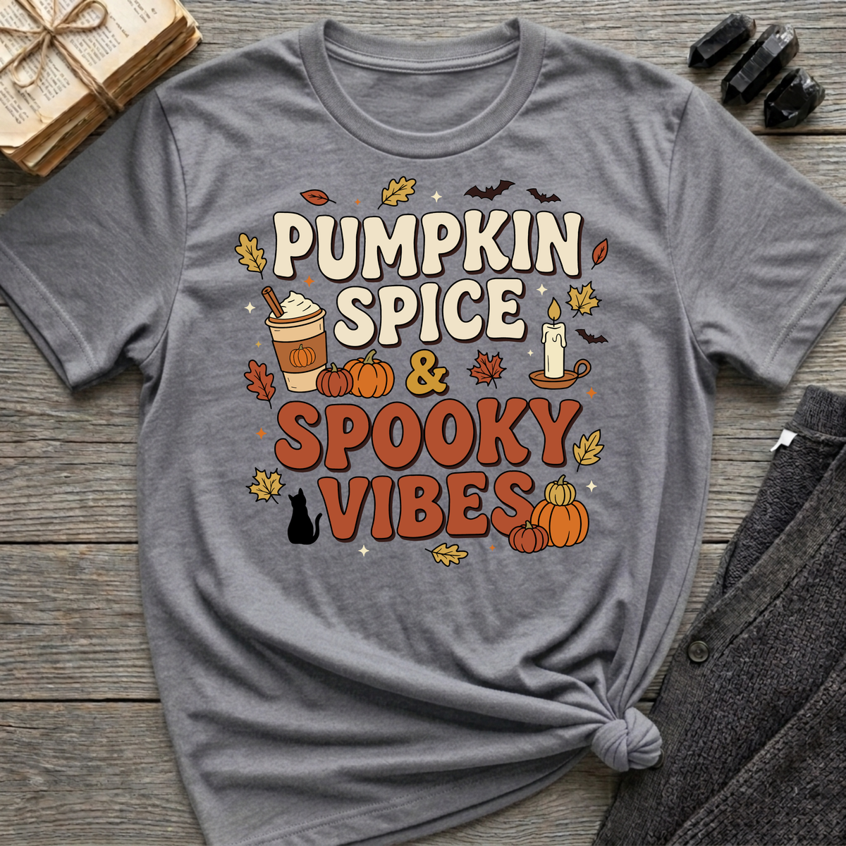 Pumpkin Spice & Spooky Vibes - Graphic T-Shirt