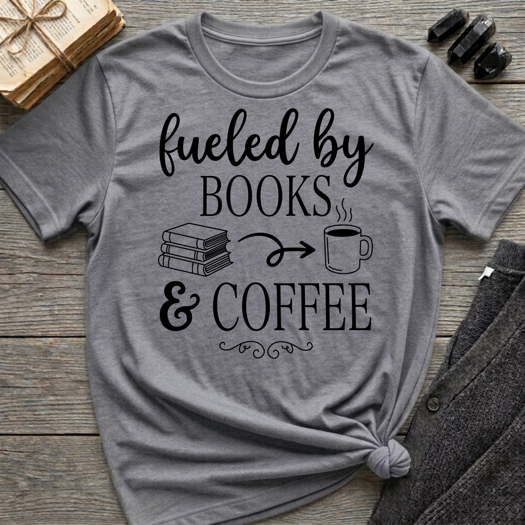 Fueled by Books & Coffee - Typography T-Shirt