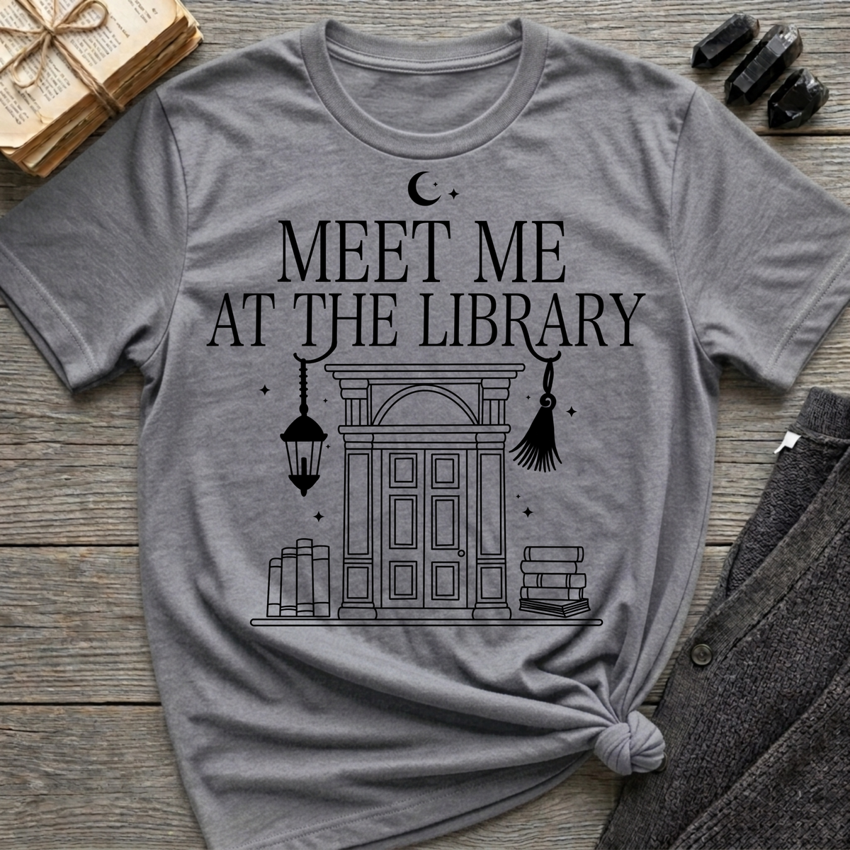 Meet me at the library - Typography T-Shirt