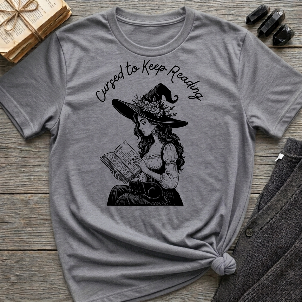 Cursed to Keep Reading - Reading Witch T-Shirt