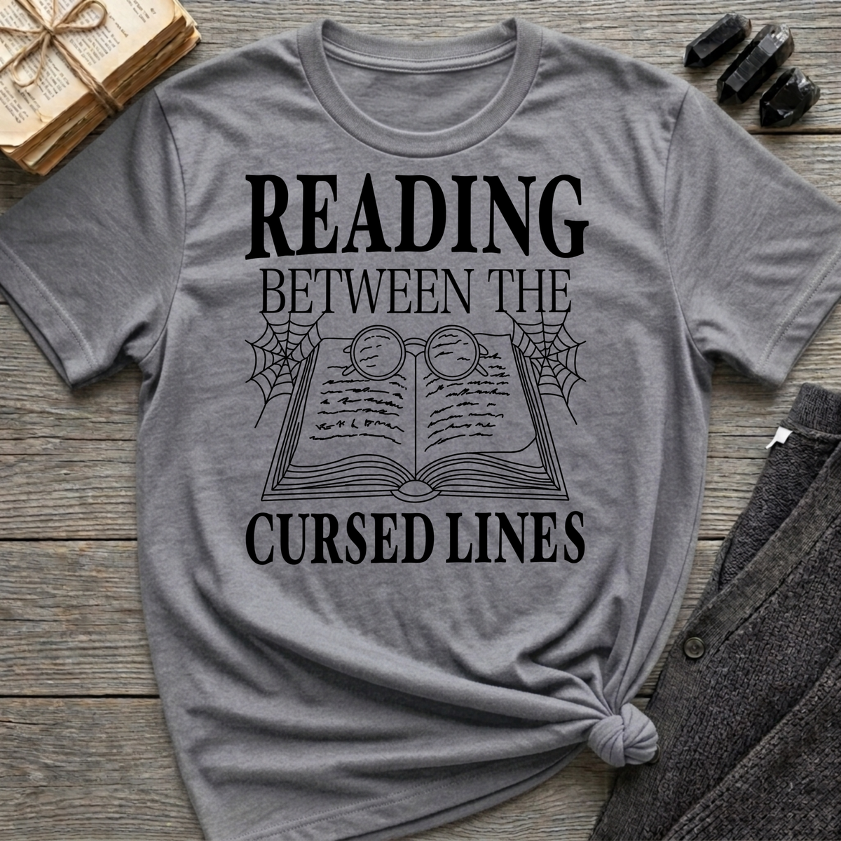 Reading between the cursed lines - Typography T-Shirt