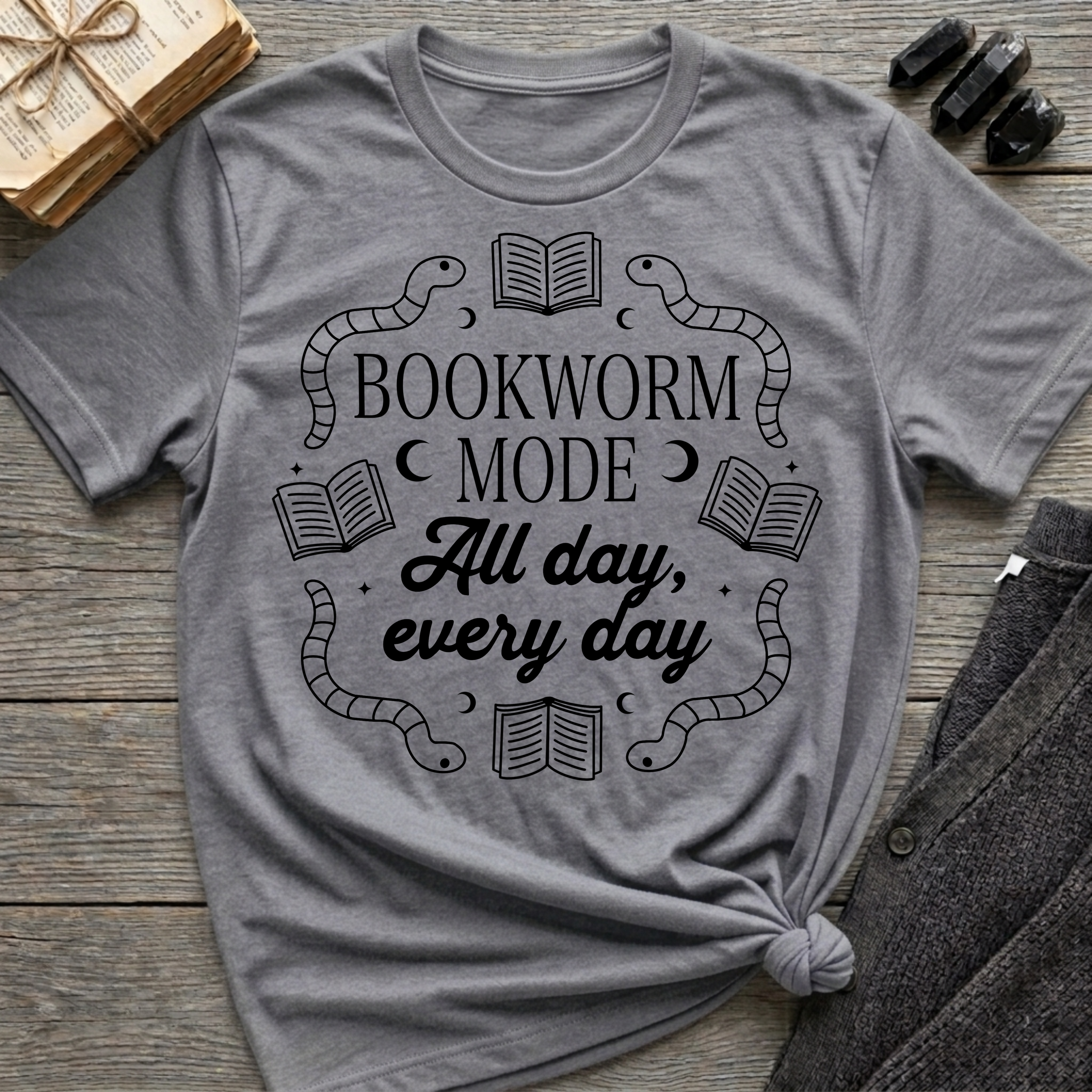 Bookworm Mode - Typography T-Shirt