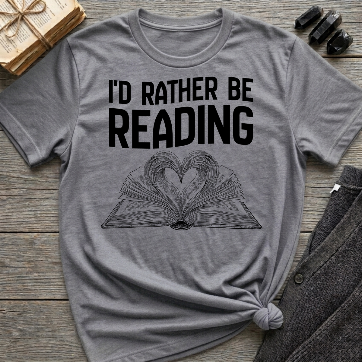 I'd rather be reading - Heart Book T-Shirt