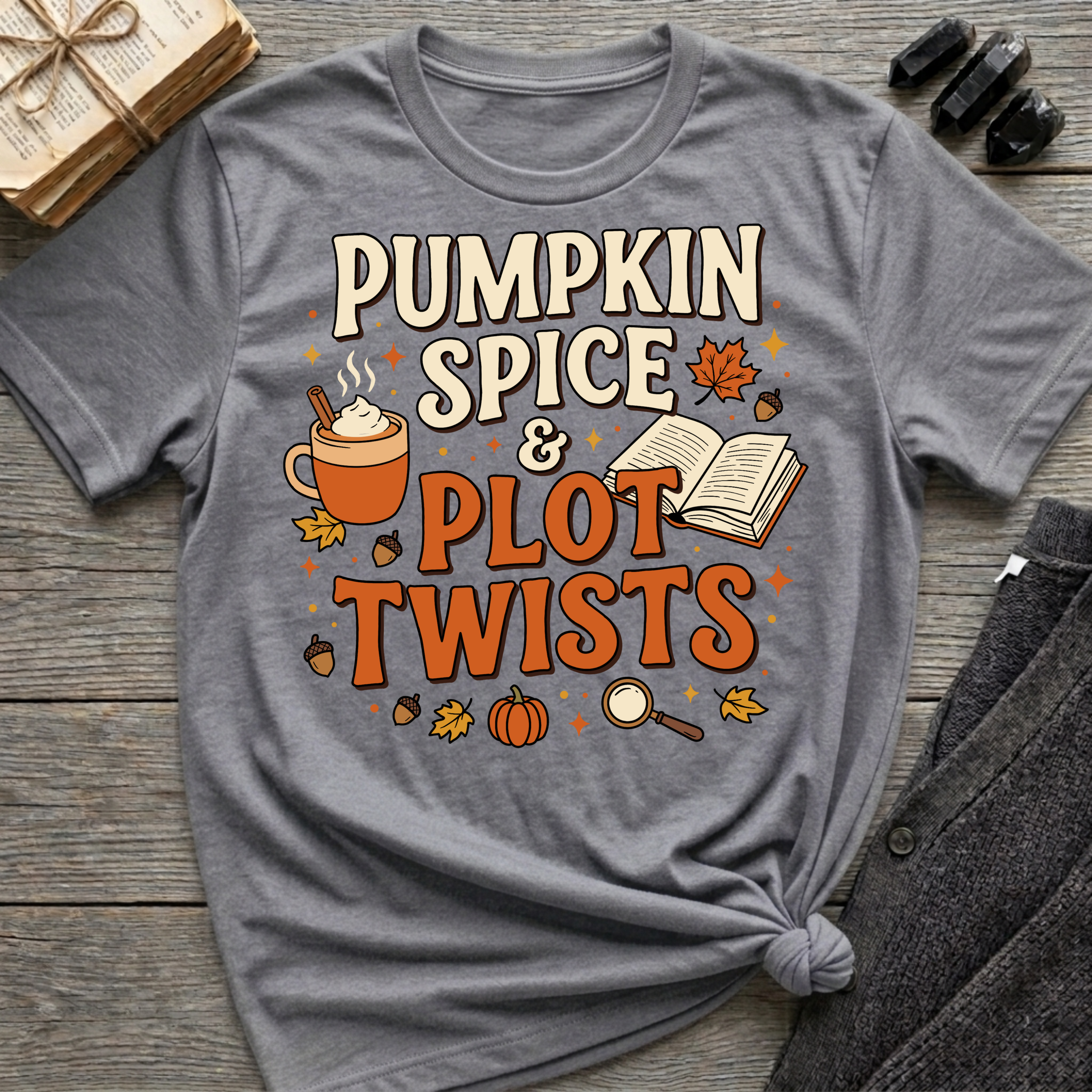 Pumpkin Spice & Plot Twists - Graphic T-Shirt