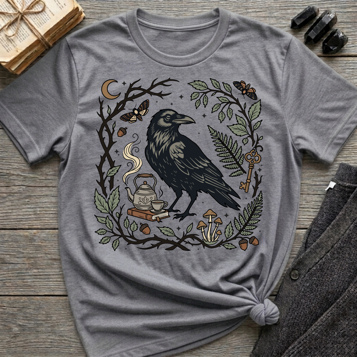 Raven, Tea & Nature - Graphic T-Shirt