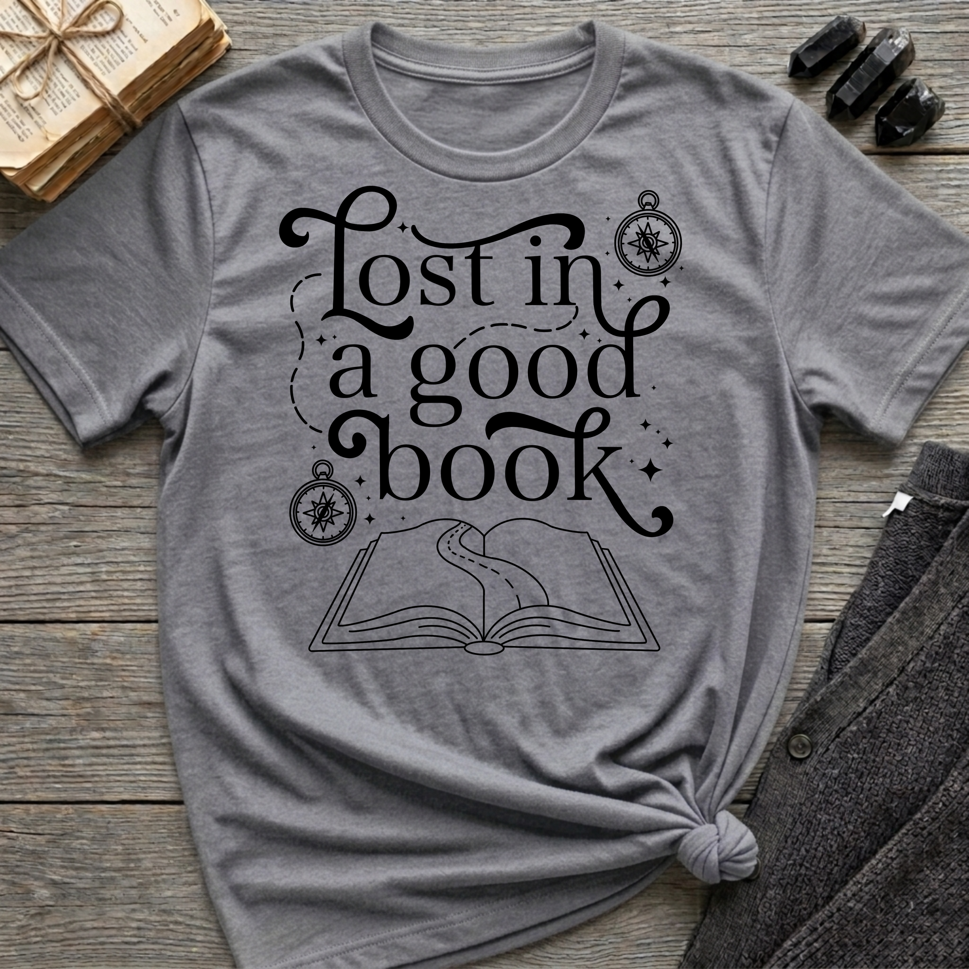 Lost in a good book - Typography T-Shirt