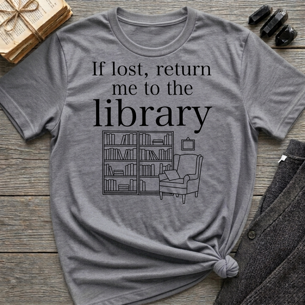 If lost, return me to the library - Typography T-Shirt