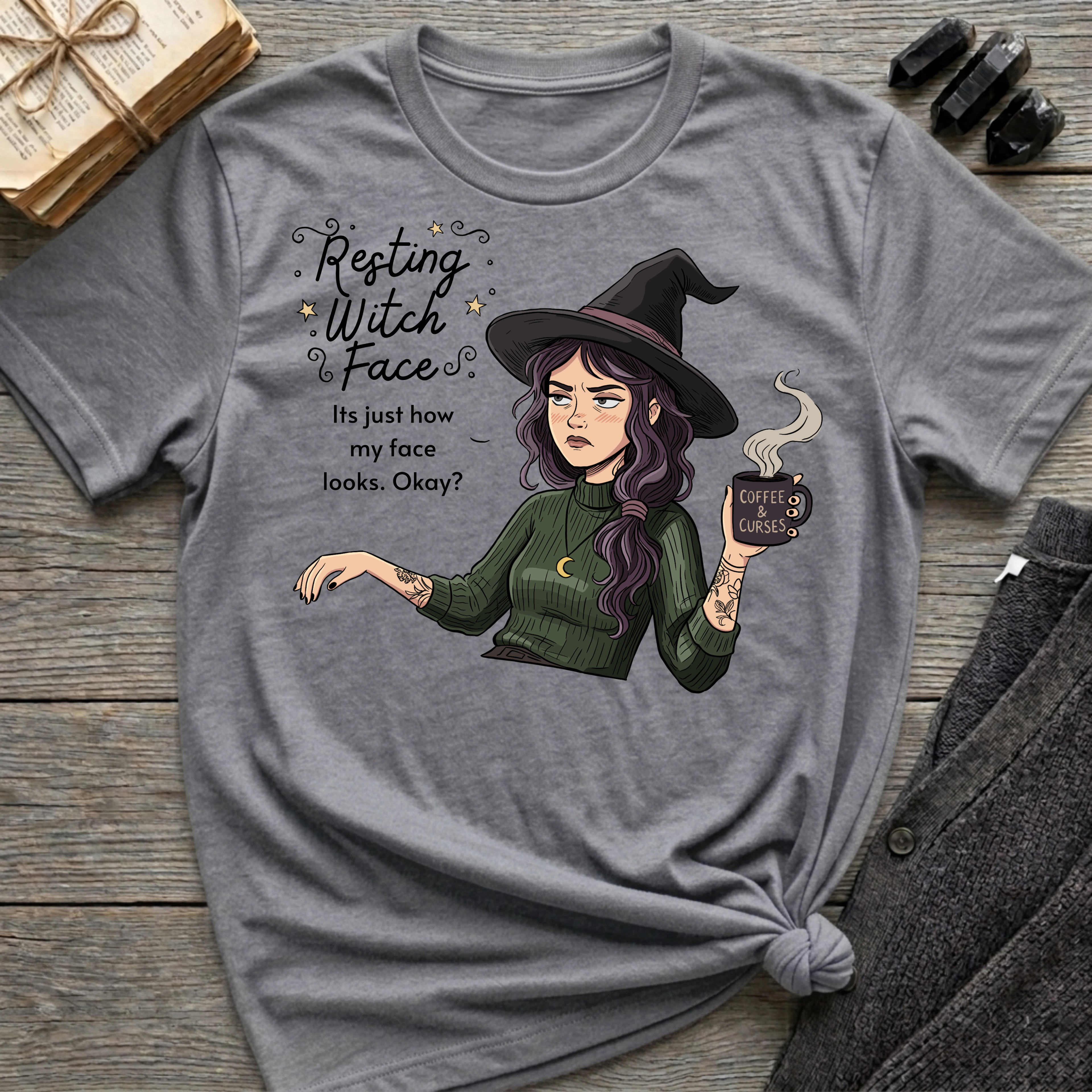 Resting Witch Face - Moody Witch Graphic T-Shirt