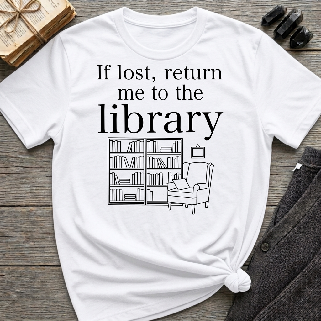 If lost, return me to the library - Typography T-Shirt